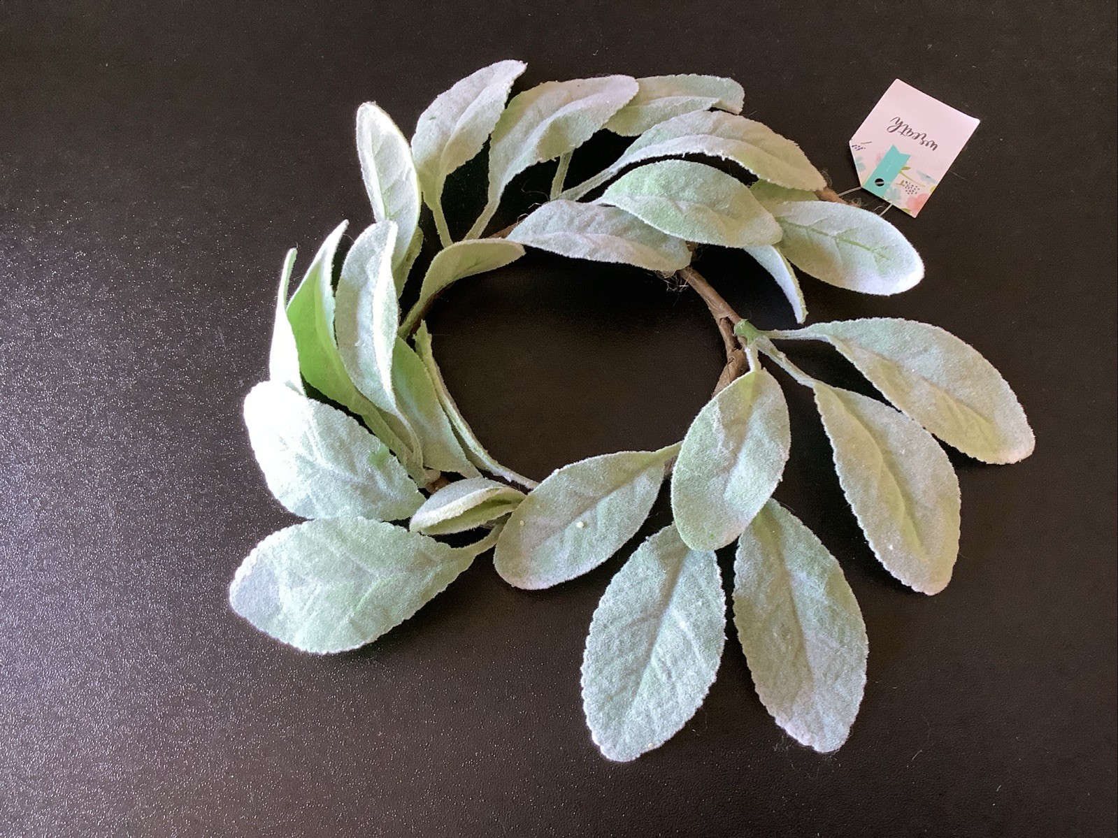3-1/2″ Lambs Ear Floral Candle Ring Decor