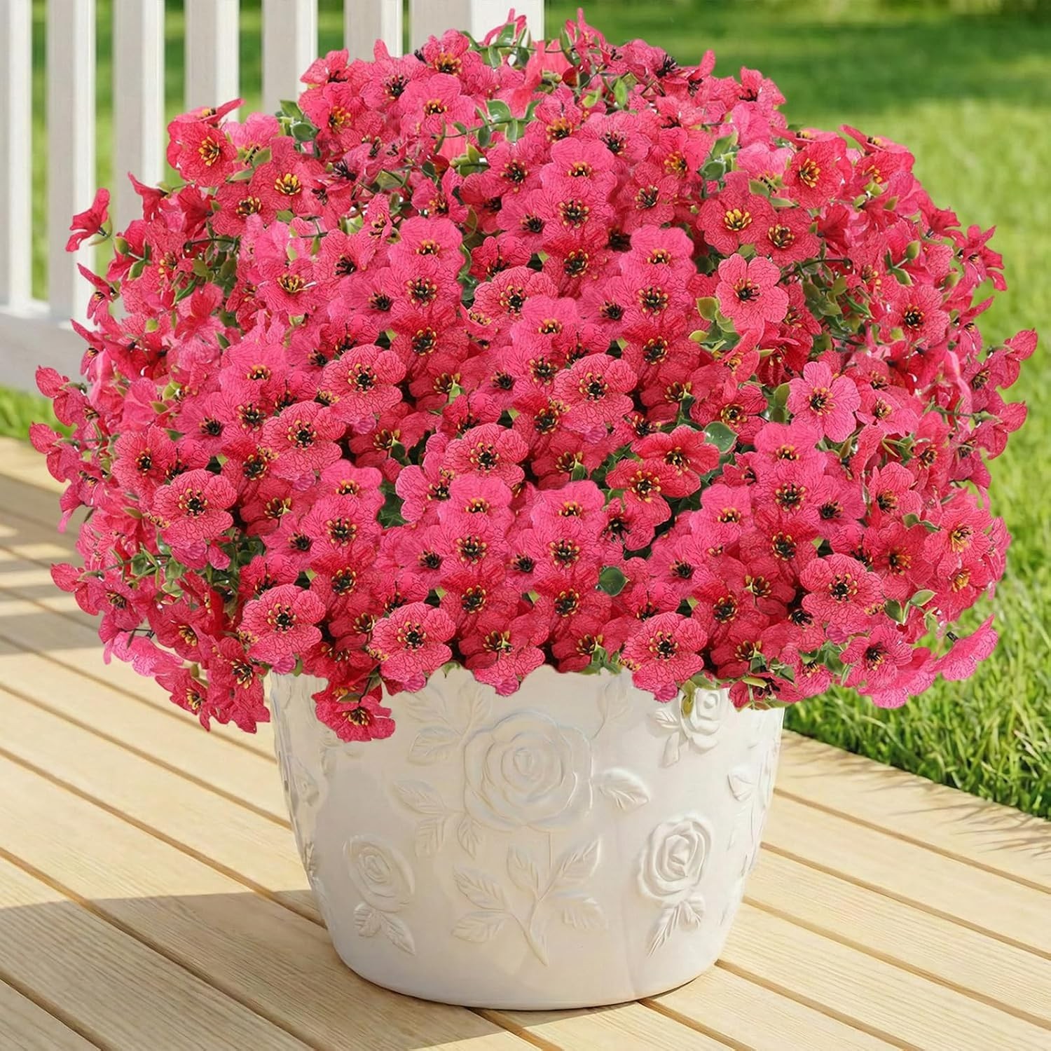Flexible & Lifelong 13 Pcs Artificial Flowers – UV Resistant for Outdoor Delight