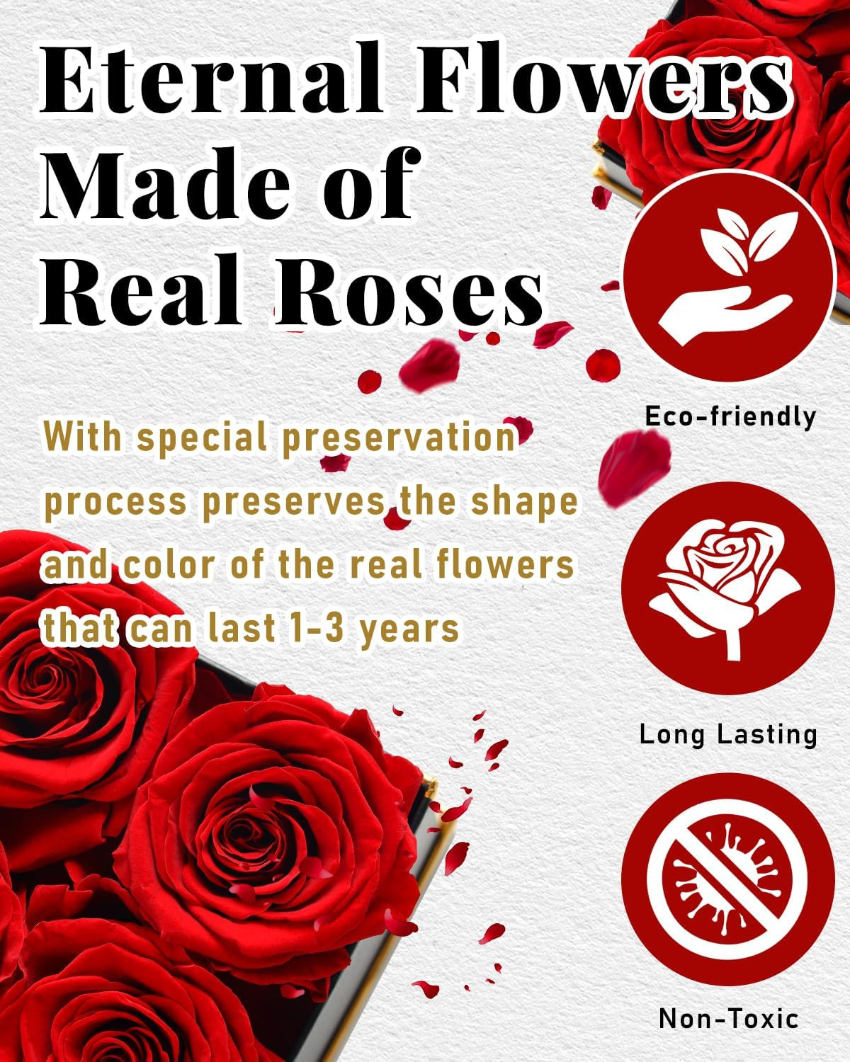 Forever Flowers, Preserved Roses in a Box, Eternal Rose Flowers for Delivery, Fo