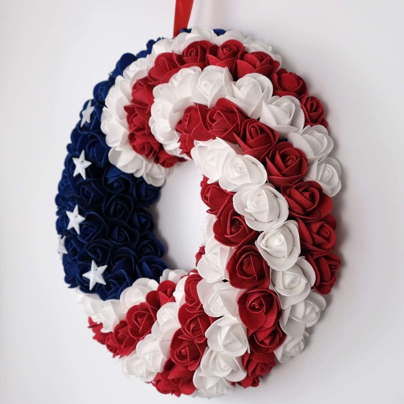 Patriotic Front Door Wreath Americana July 4th Memorial Day Wall Garland
