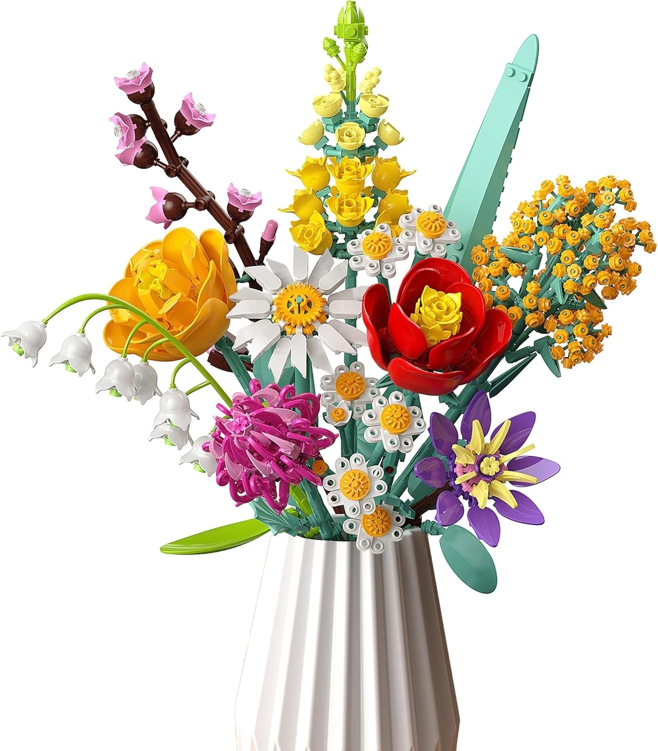 Flowers Bouquet Building Set, Creative Artificial Wildflowers Botanical