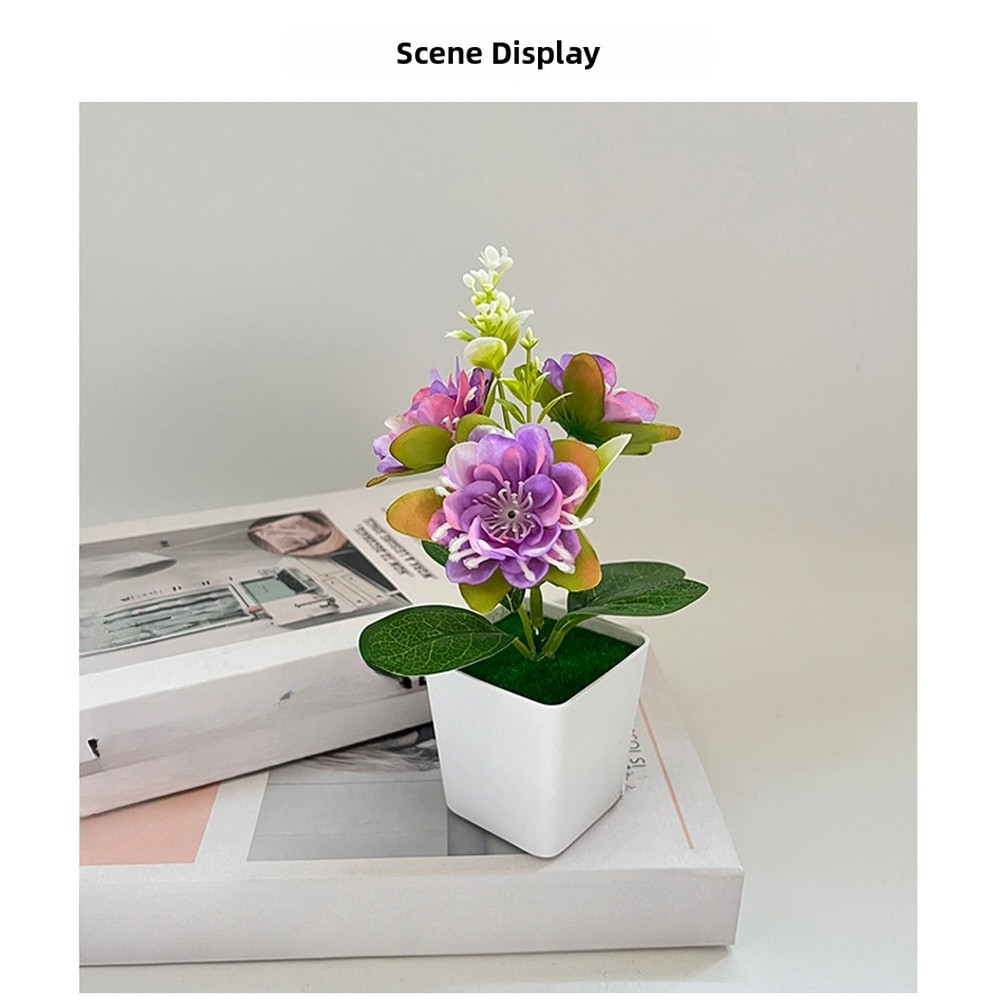 Low Maintenance Silk Chrysanthemum Potted Plant 14 x 5.5cm for Any Room Decor
