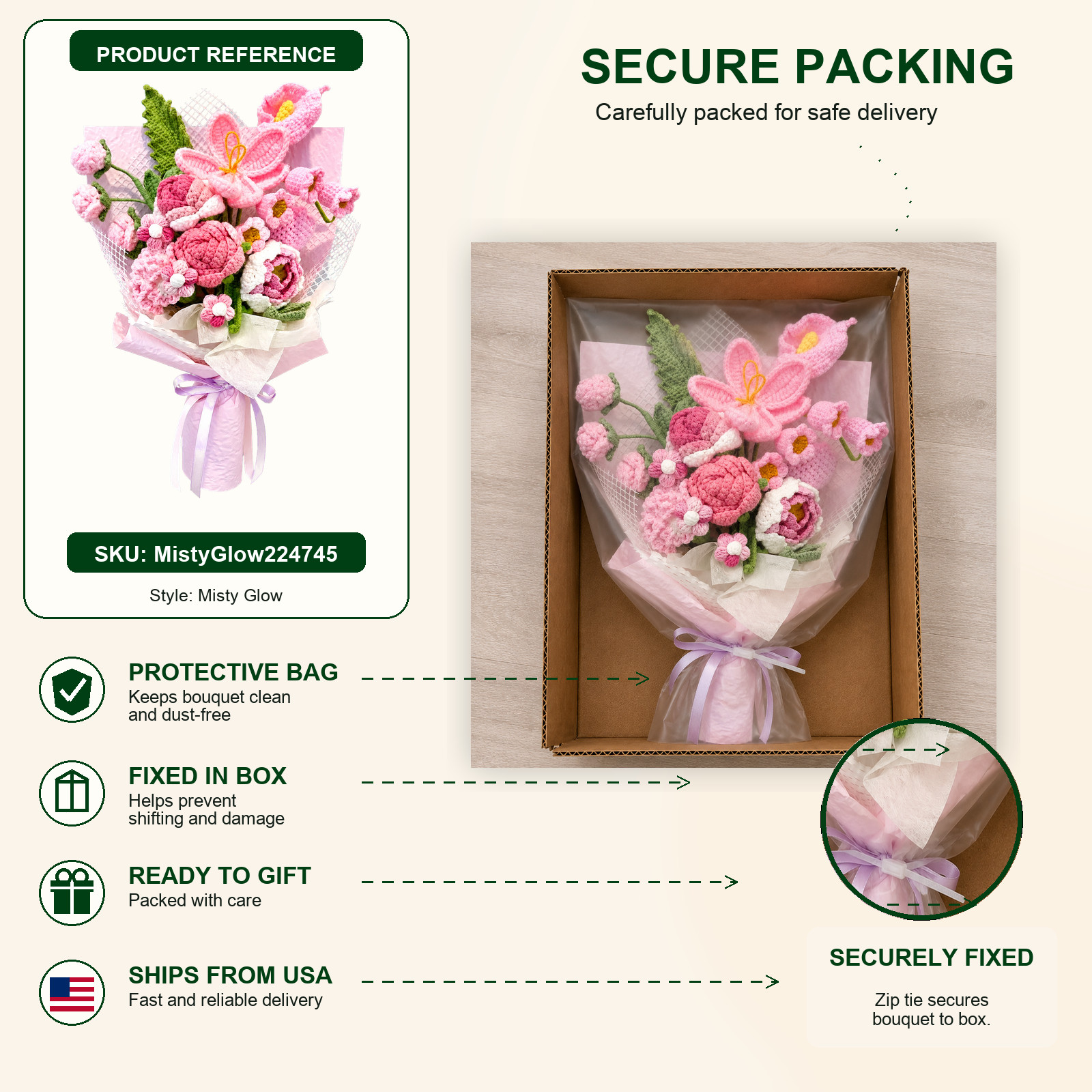 Pink Purple Crochet Flower Bouquet Birthday Gift for Her