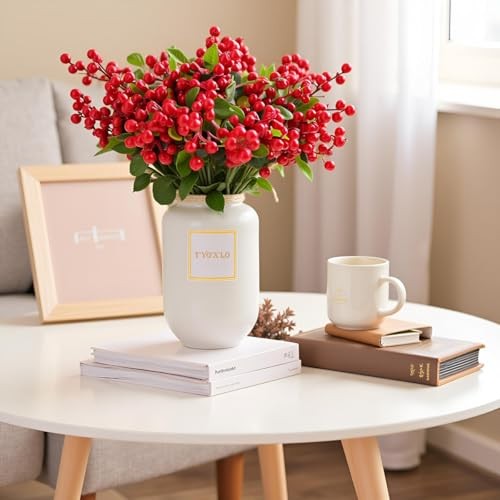 Artificial red Berries Stems,3pcs Fake Berries Artificial Fruits Berry Red