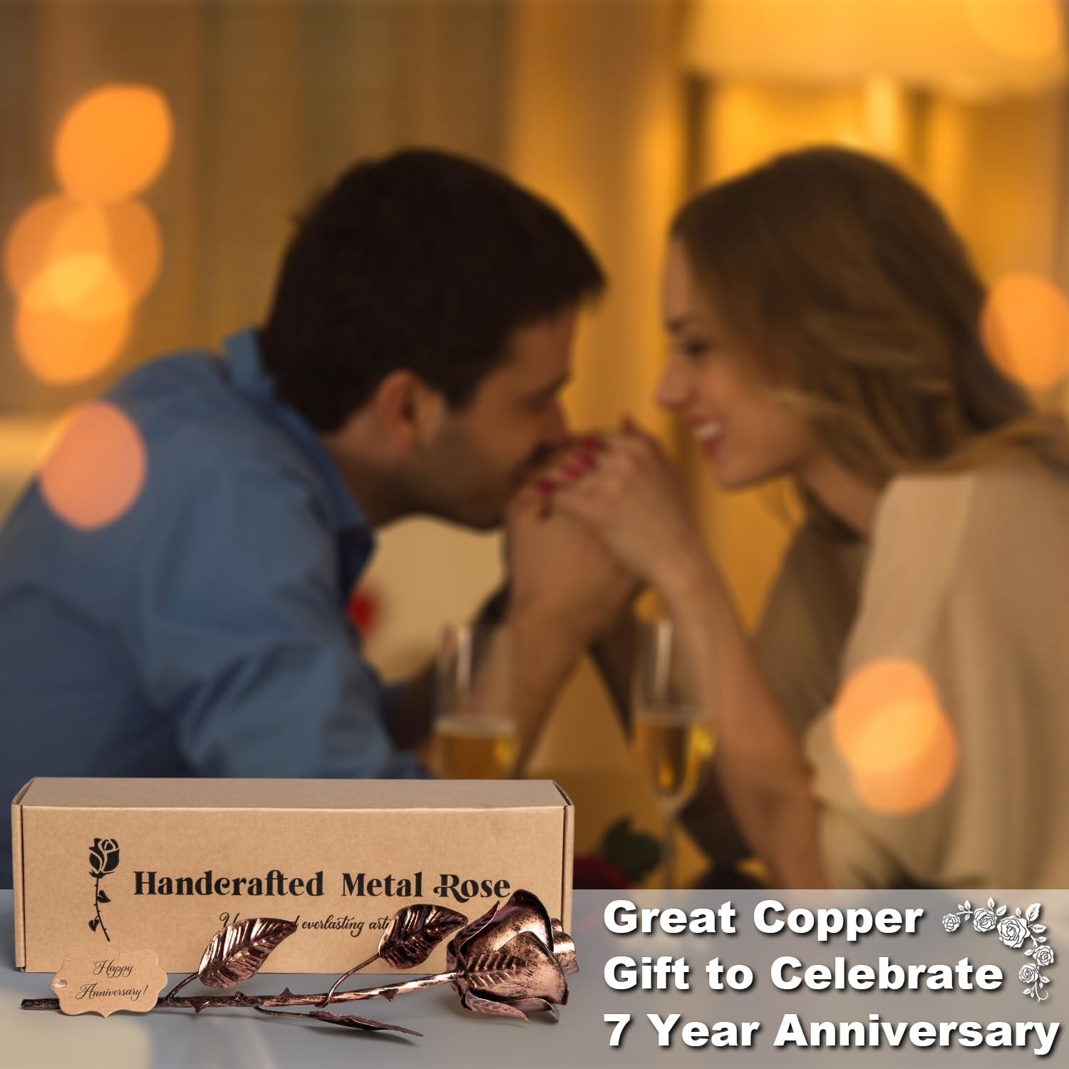 BESZONE 7 Year Anniversary Copper Gift for Her – Metal Rose Copper Gift for W…