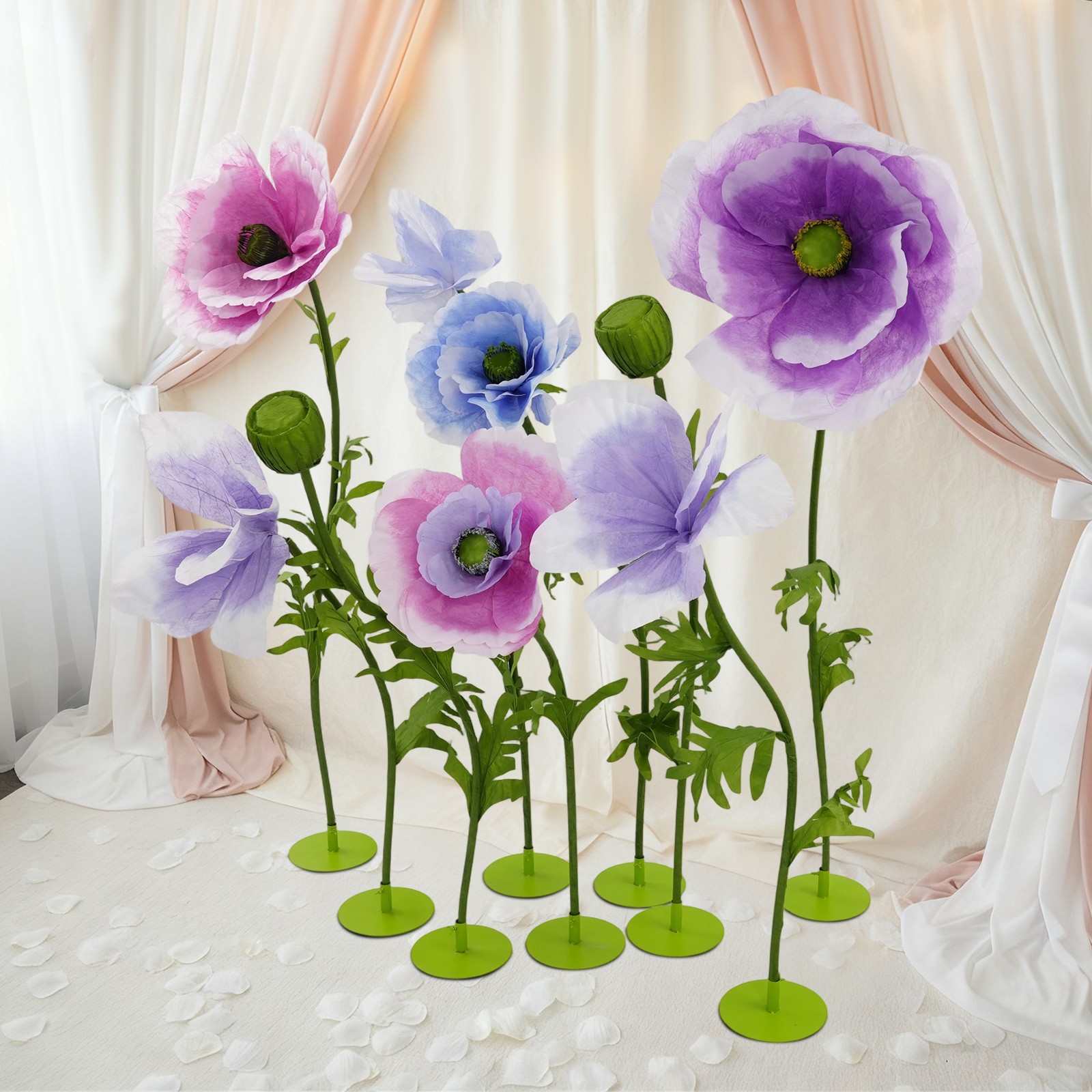 9pcs Of Set Large Fake Flower Giant Artificial Fabulous Flowers Fiber Paper