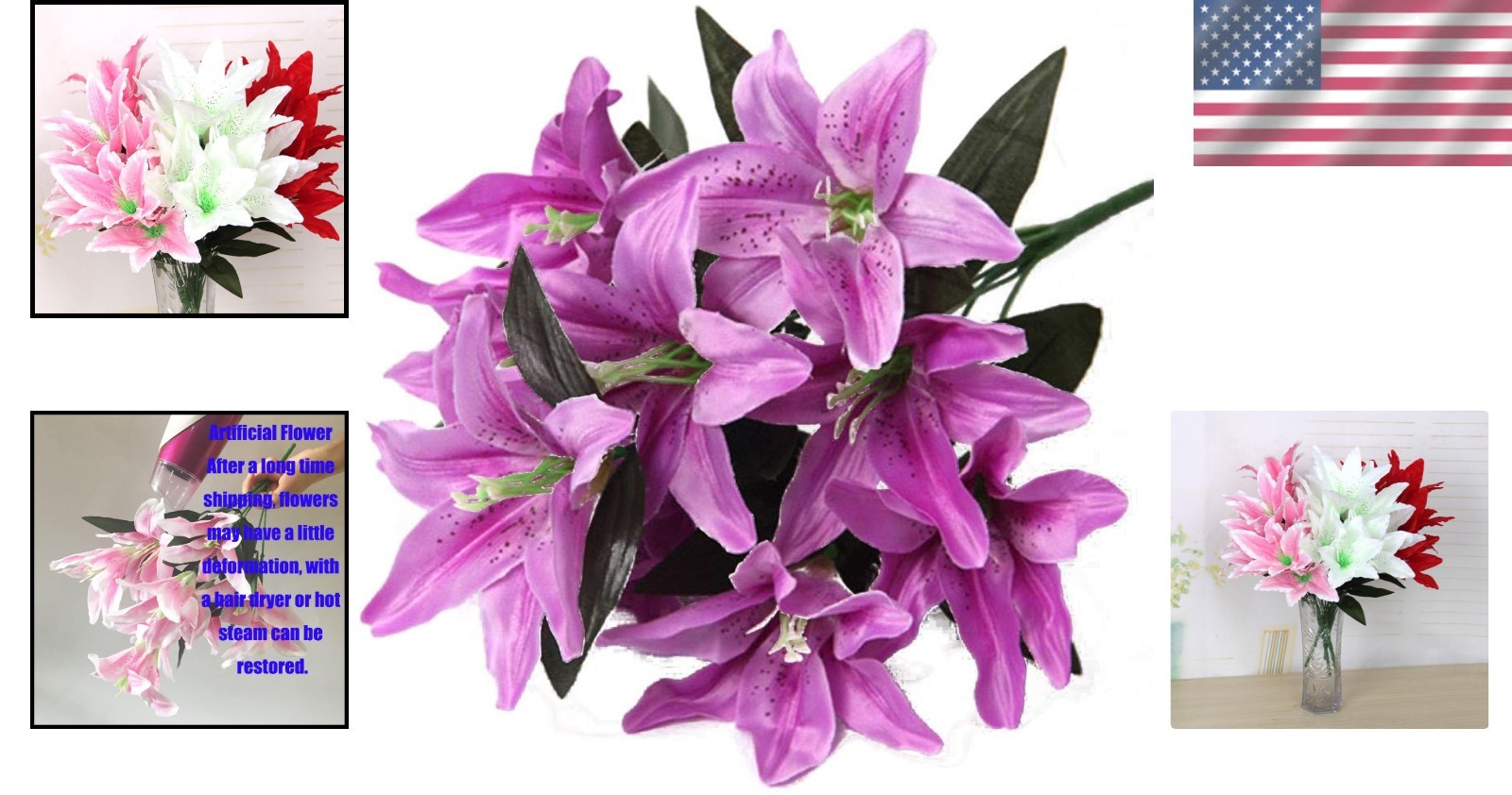 Stylish 10-Head Purple Fake Lily Arrangement – Perfect for Home & Wedding Use