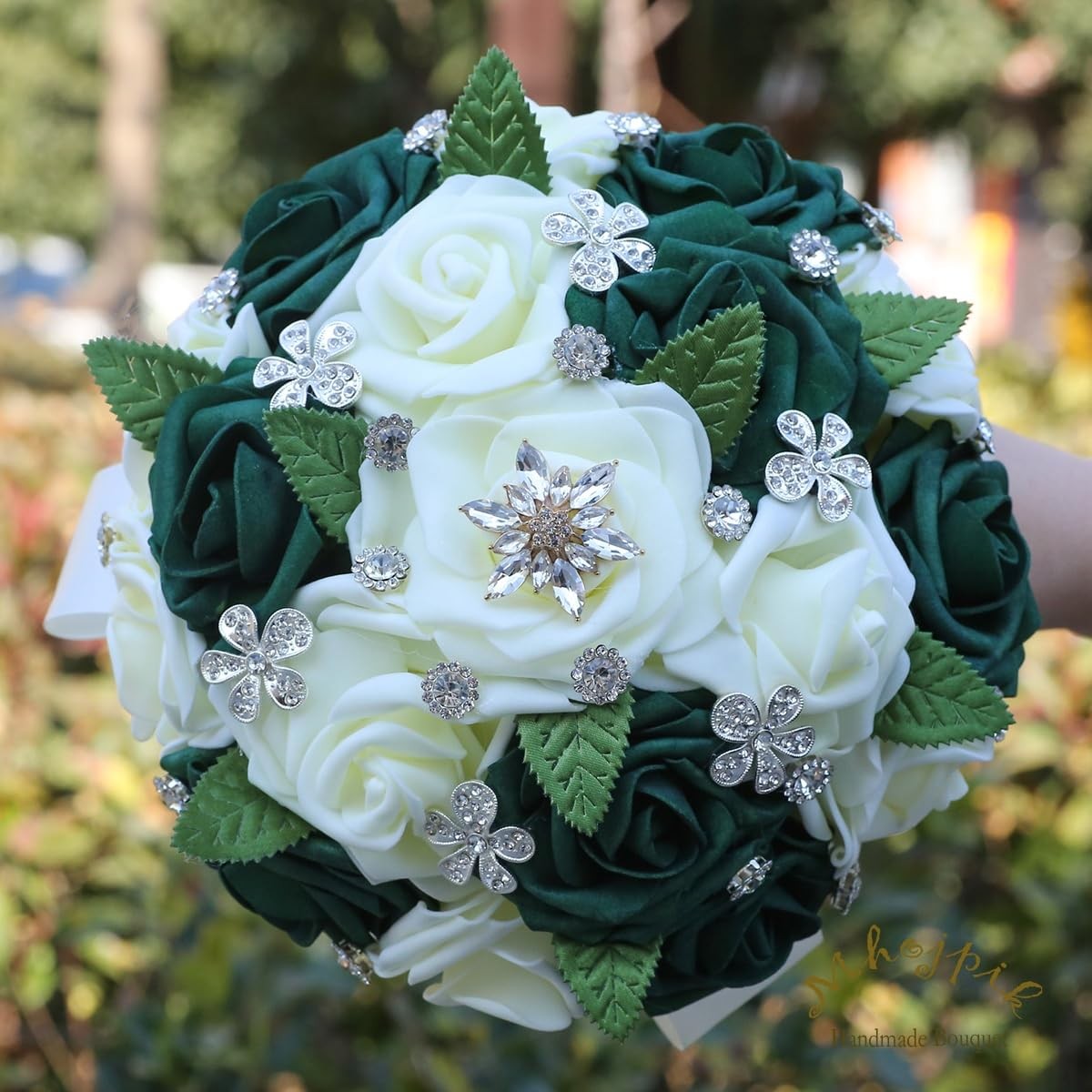 Mhojpik Lightweight Bridal Wedding Bouquet Round Holding Bouquet Throw Toss A…