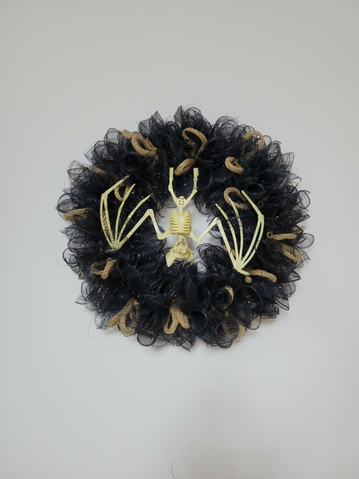 Skeleton Bat WREATH Deco Mesh Front Door Wall Decor Decoration Halloween black