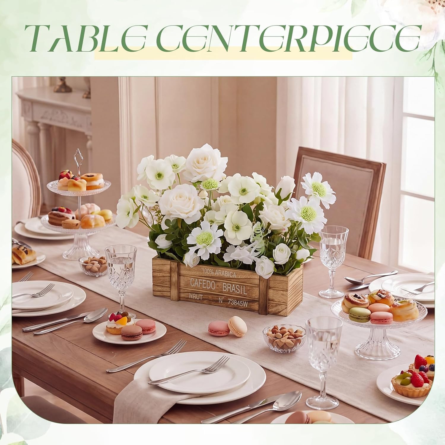 Rustic Floral Centerpiece with Artificial Flowers for Table Decor