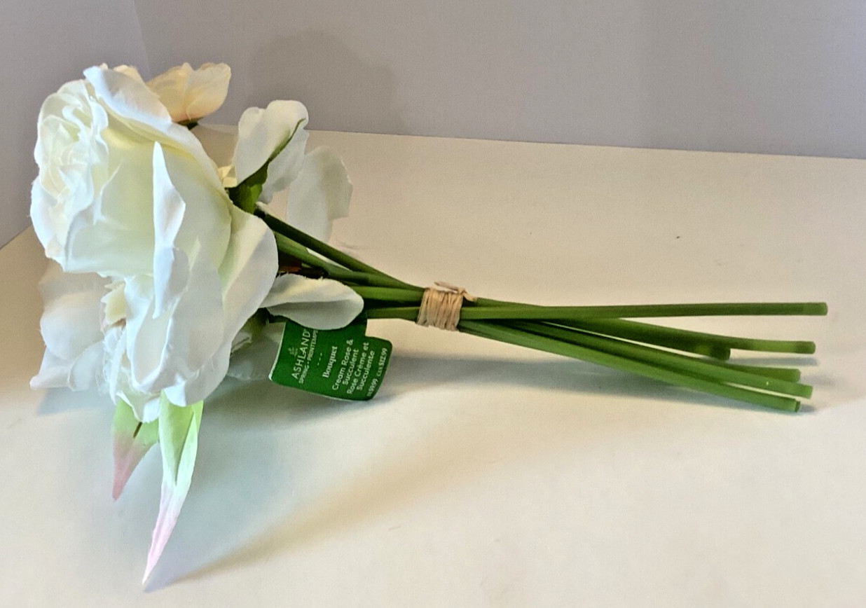 Ashland Cream Rose & Succulent – Artificial Flowers
