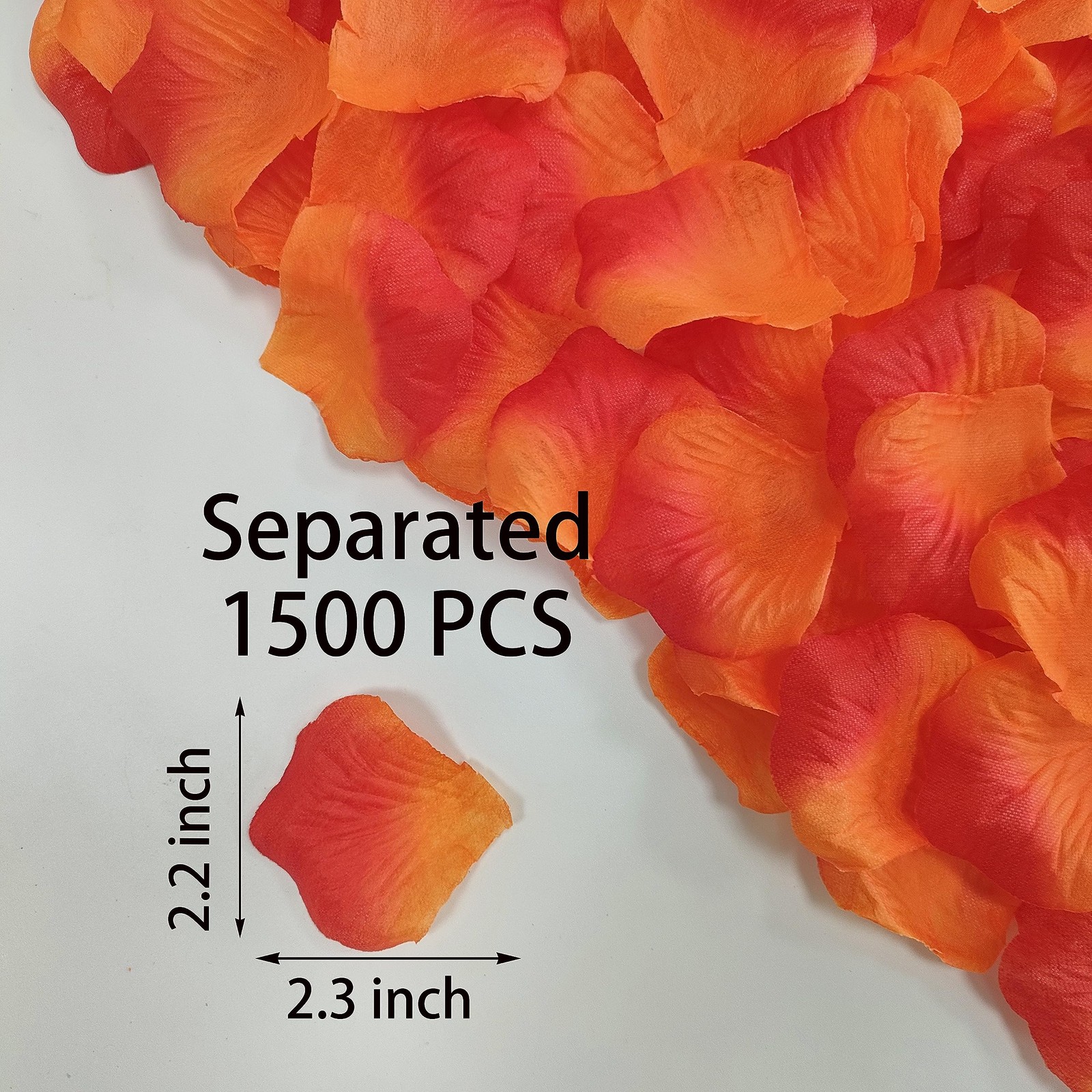 1500 Pcs Pre-Separated Artificial Gradient Orange Red Rose Petals, Sunset Flo…