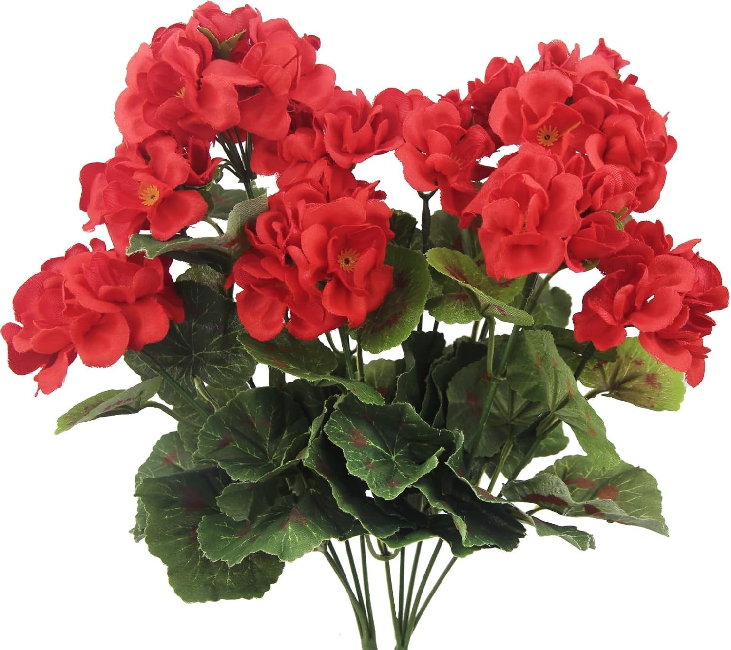 2 Pcs Artificial Geraniums Silk Flowers Outdoor Artificial Red Geranium Bush Fa