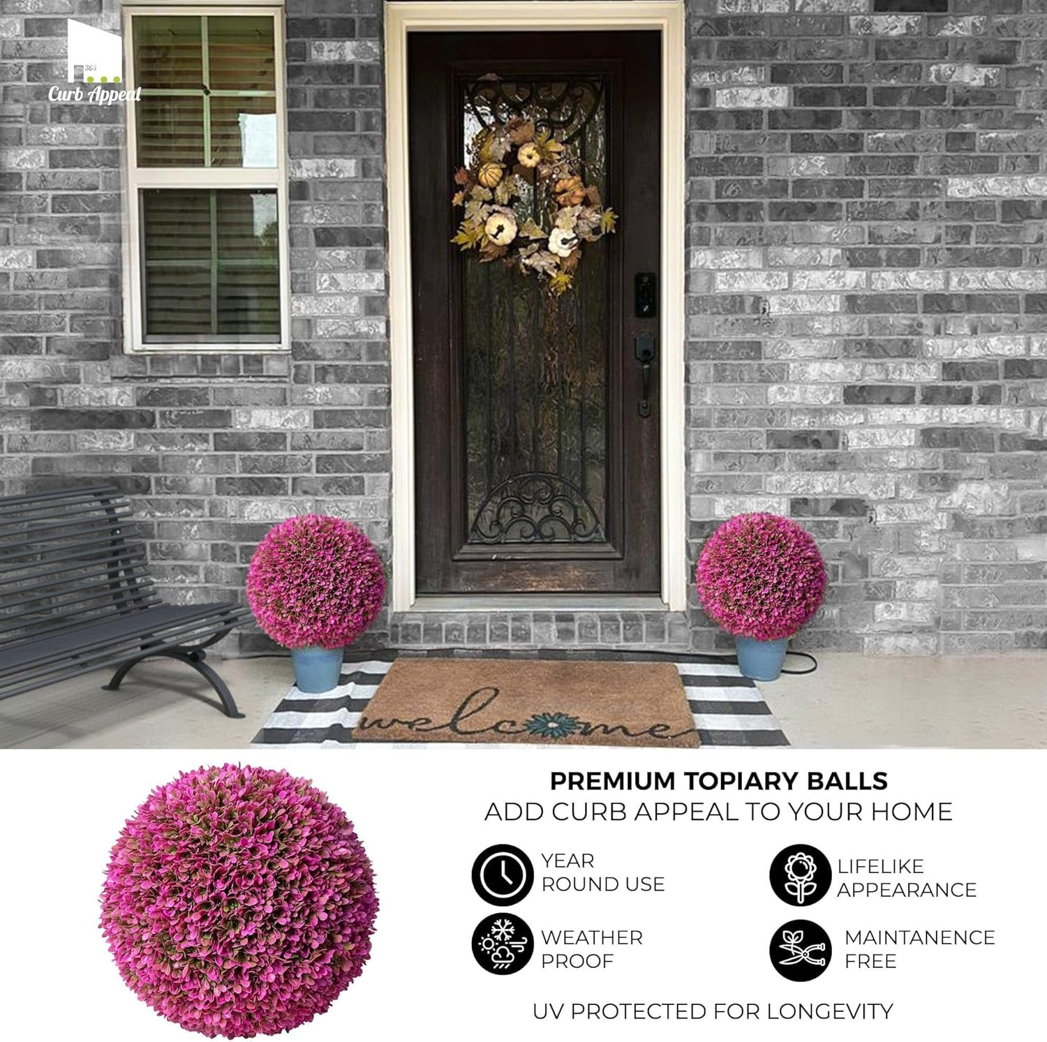 Vibrant Hot Pink Set of 2 Large Topiary Balls for Stunning Decor
