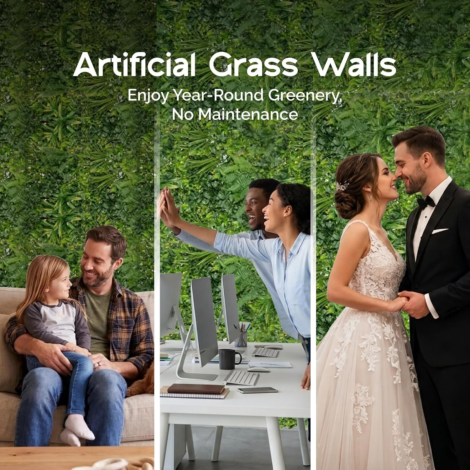 Easy Install 5Pcs 20”x40” Faux Living Wall – Perfect for Privacy & Decor