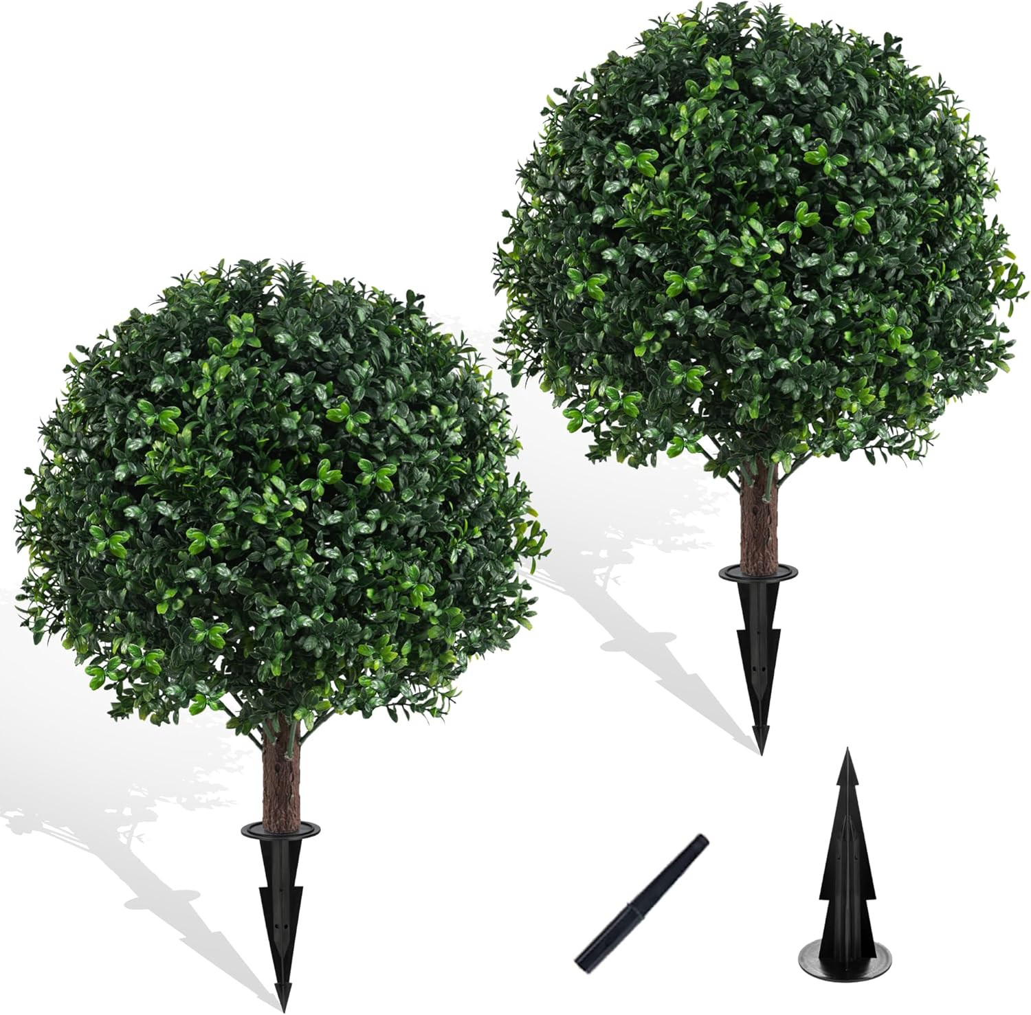 2PCS Faux Boxwood Plants Outdoor Artificial Topiary Ball Trees | Fake Bush & Shr
