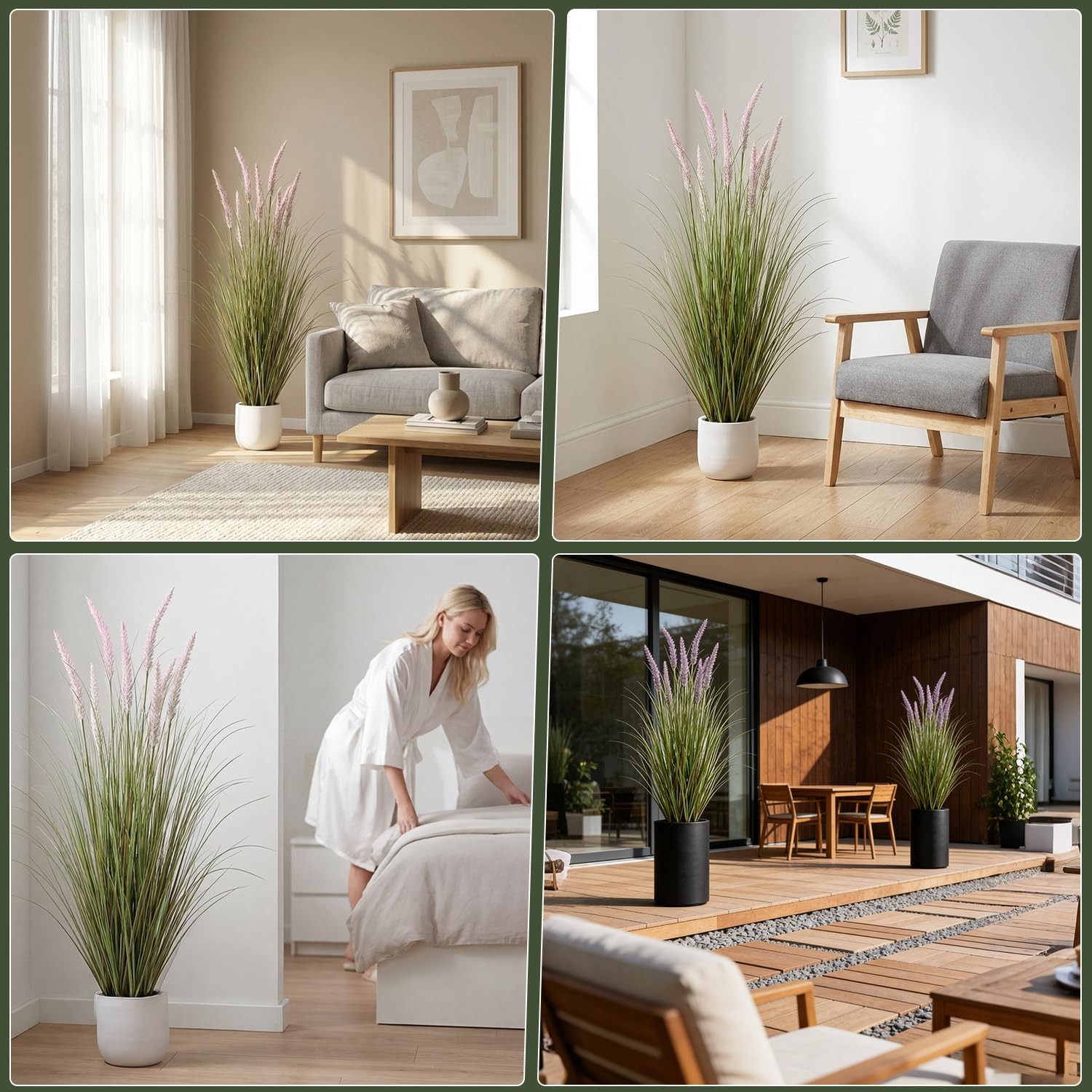 Best Artificial Cattail Grass 4FT-2 Set, 48″ Fake Outdoor Indoor Plants Lifelike