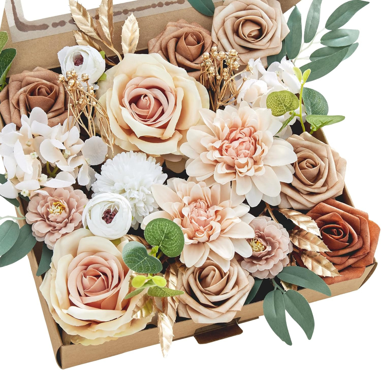Artificial Flowers DIY Box Set Fake Roses Bouquet Bridal Wedding Flowers Colo…