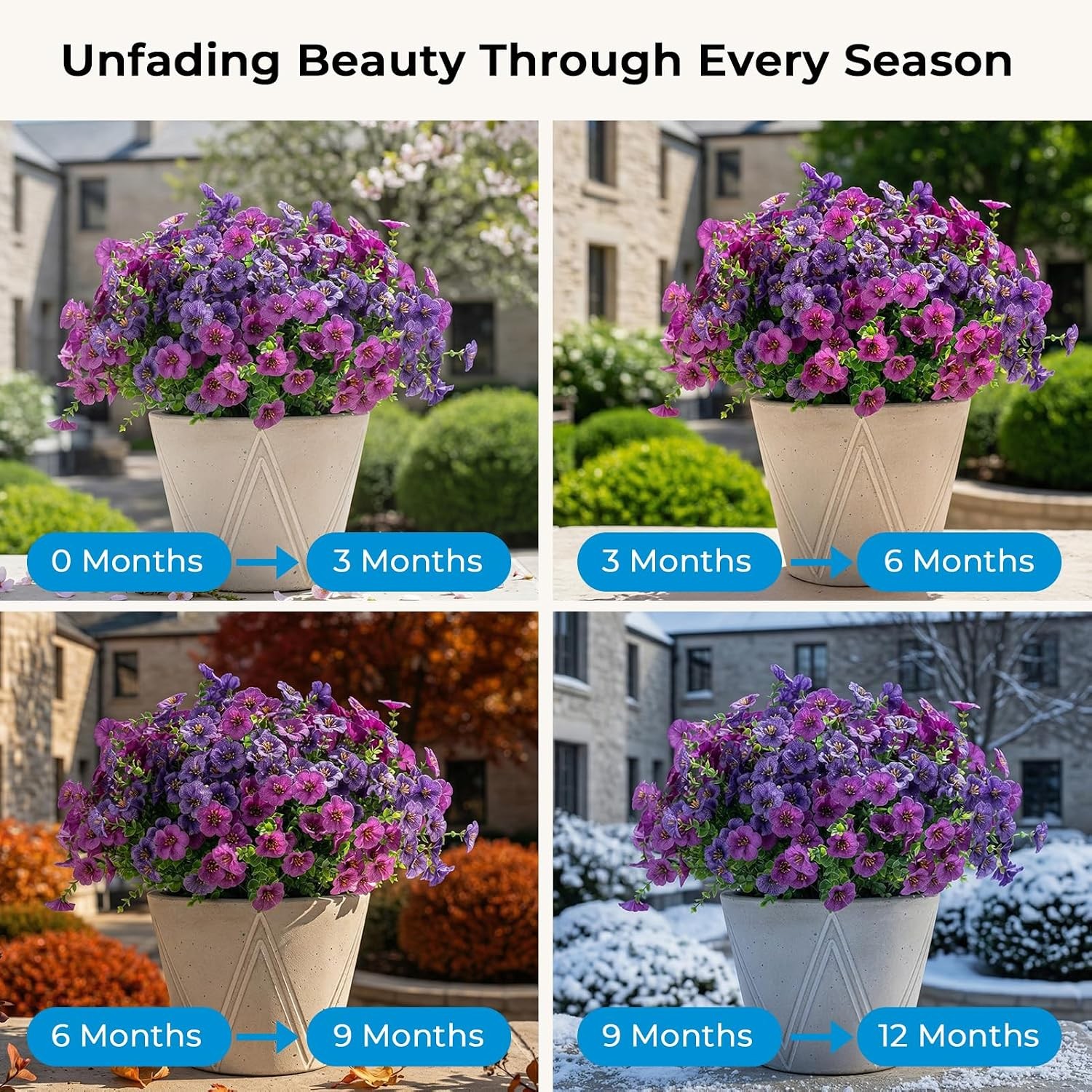 2 Set 24″ Artificial Geraniums with Stakes Outdoor, UV Resistant Artificial
