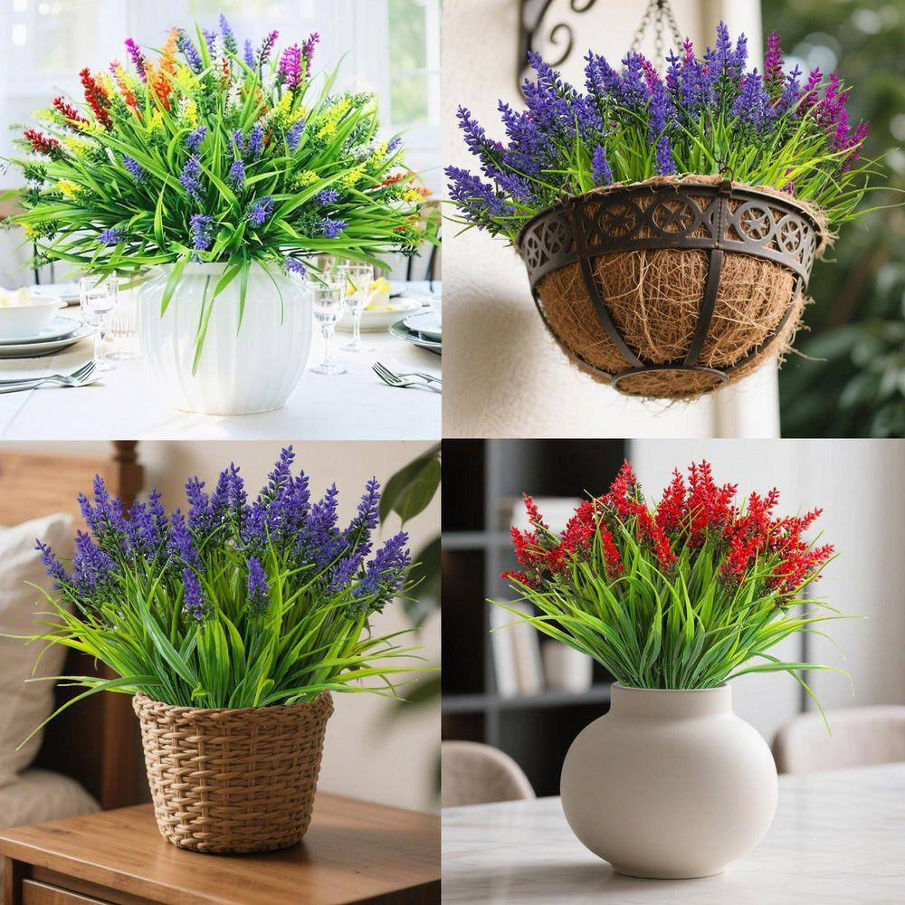 24 Bundles Artificial Flowers and Plants for Outdoors, 13.8 In. Multi-Colored Ar