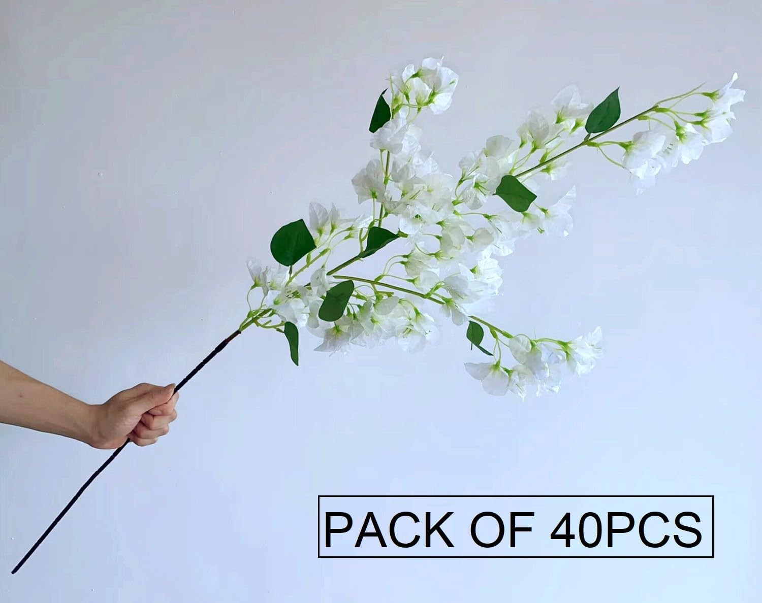 40Pcs in Bulk Artificial Bougainvillea Silk Flowers Branches Long Plant Stems 45