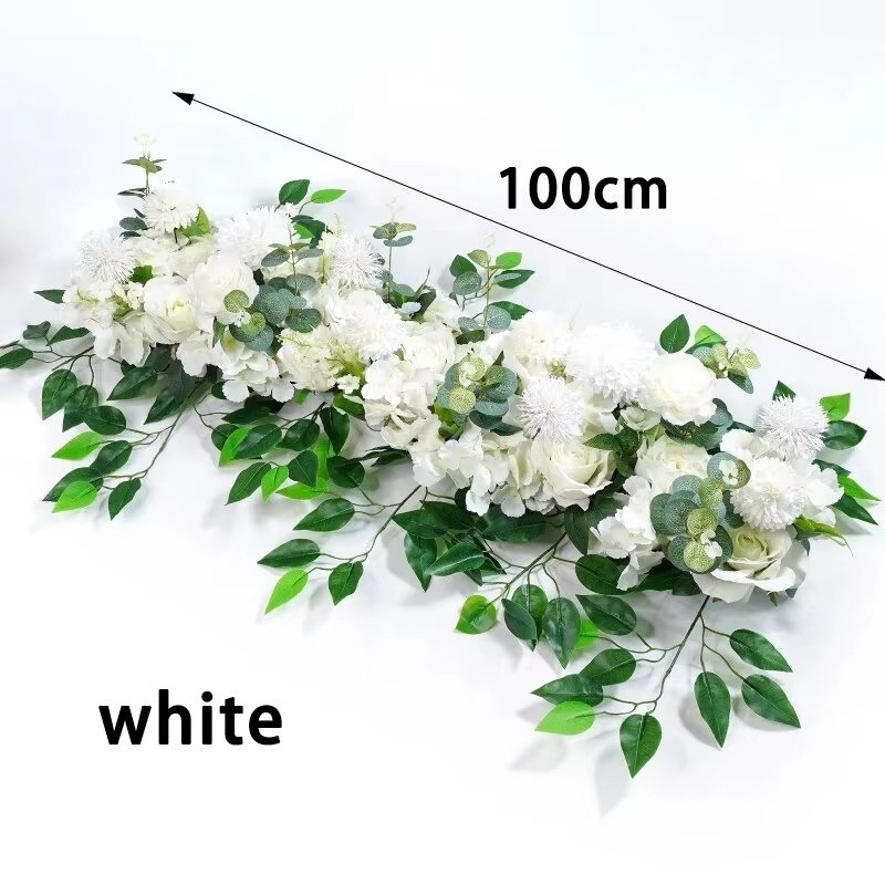 Artificial White Rose Flower Row Table Centerpiece Flowers – Wedding Décor 100cm