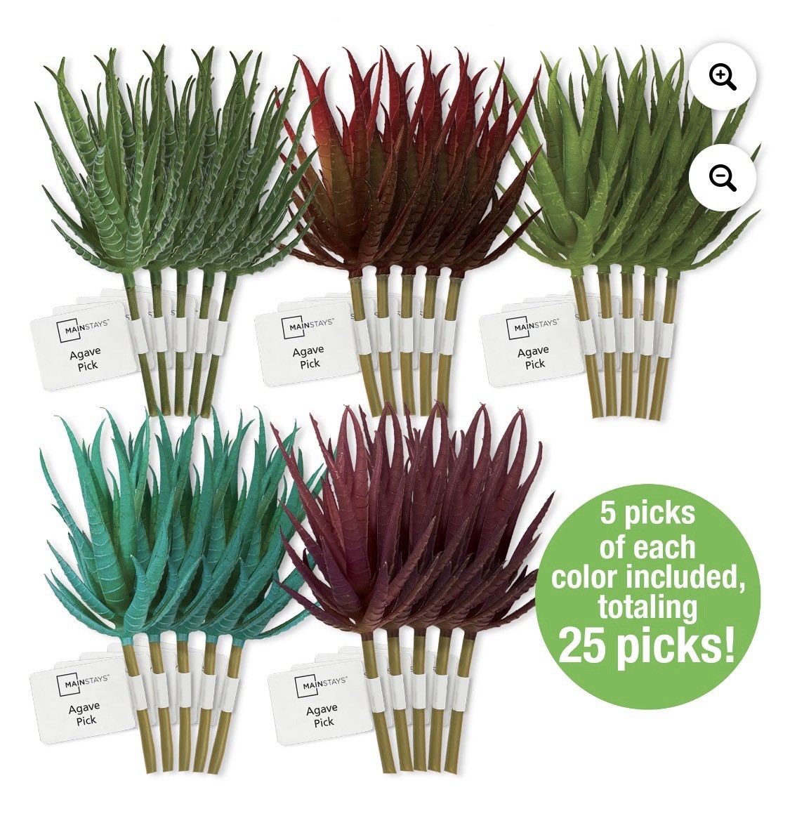 25 Artificial Agave Succulent Picks 6.5” Mixed Color Faux Plants Floral Decor