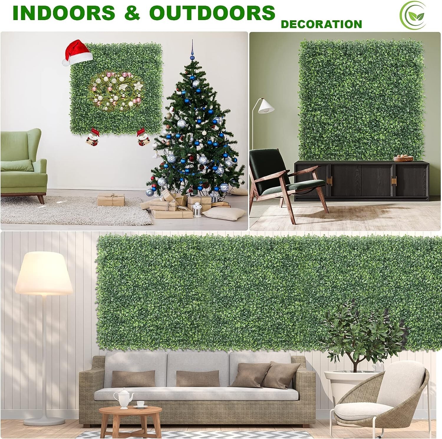 High-Quality UV Protected Boxwood Privacy Hedge Screen – 12 Pack 20″x20″