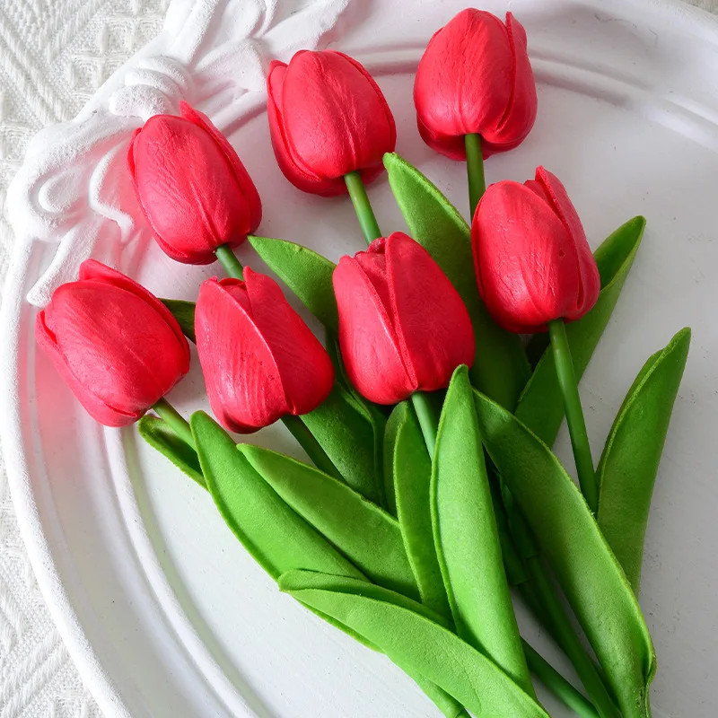 3/5PCS Real Touch Tulip Bouquet Artificial Flowers Wedding Home Decor Gift