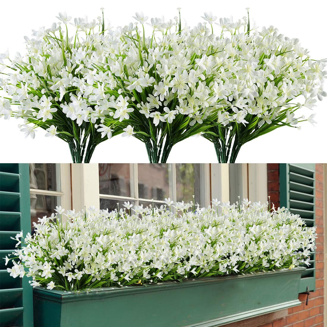 8 Bundles Artificial Daffodils Flowers, Fake Artificial Greenery UV Resistant…