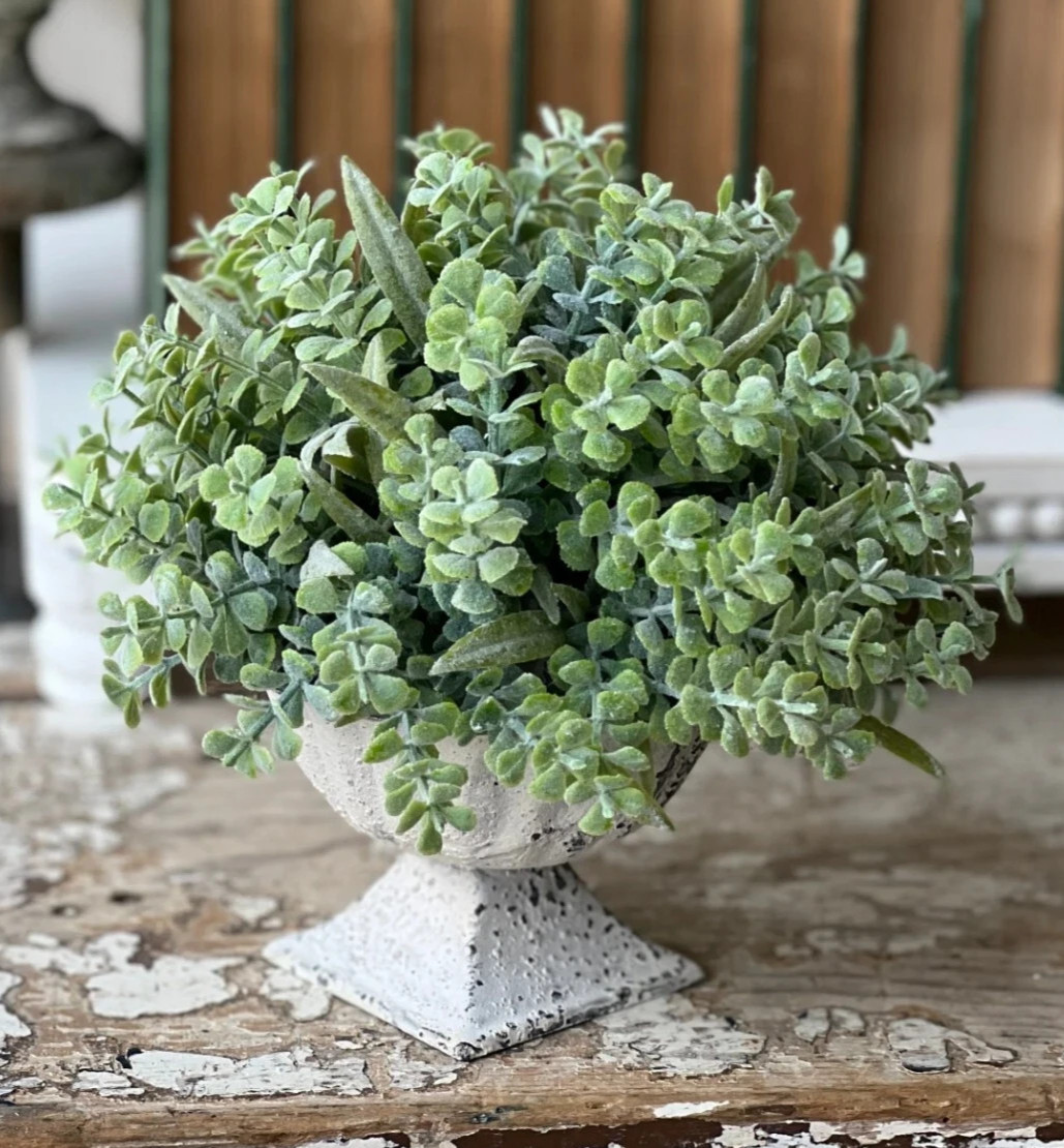 New PRIMITIVE Farmhouse LEAVES HALF SPHERE AFTER THE RAIN Green 9″Wx3″H Cottage