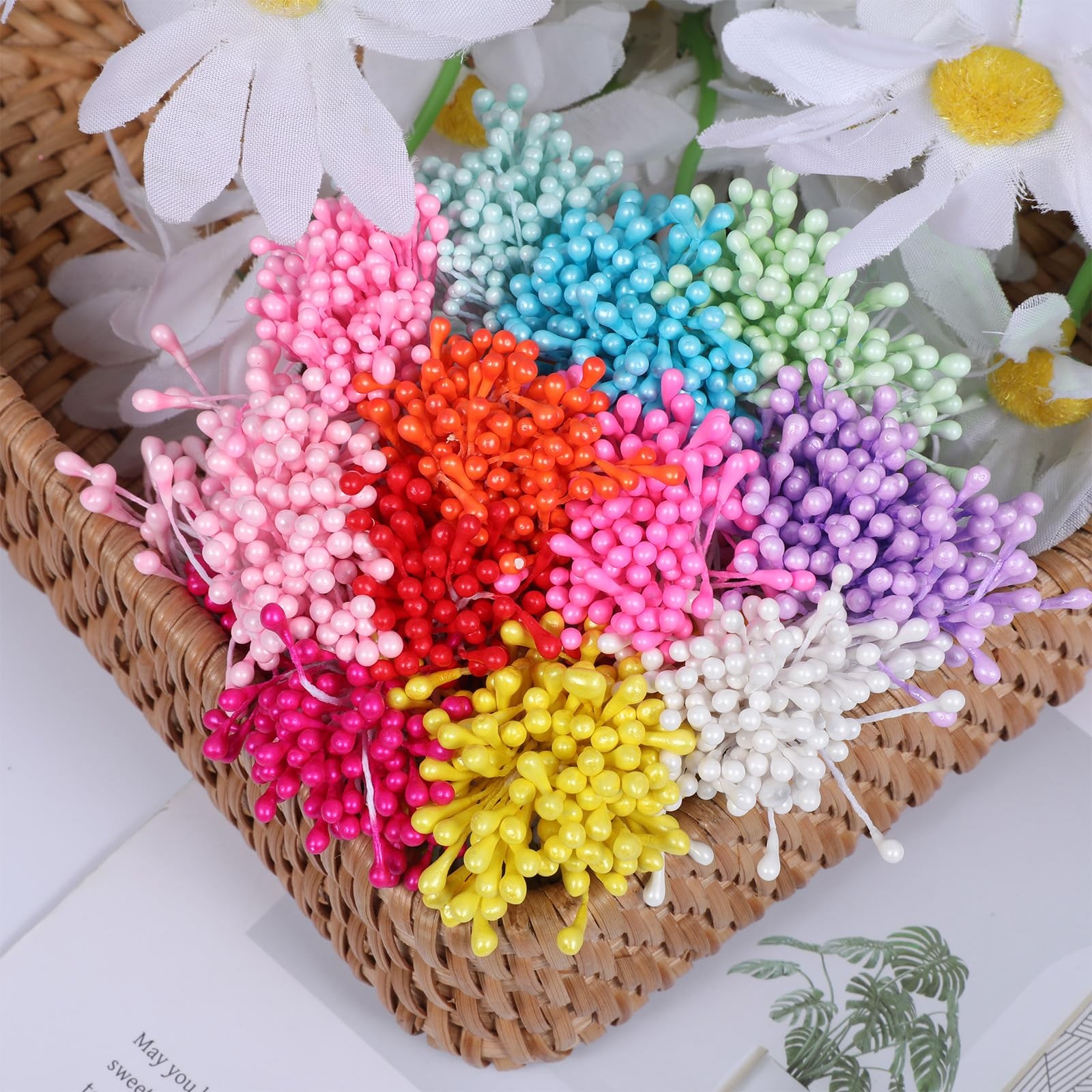 3000 PCS Floral Stamens Flower Making Crafts 3mm Assorted Color 60mm DIY