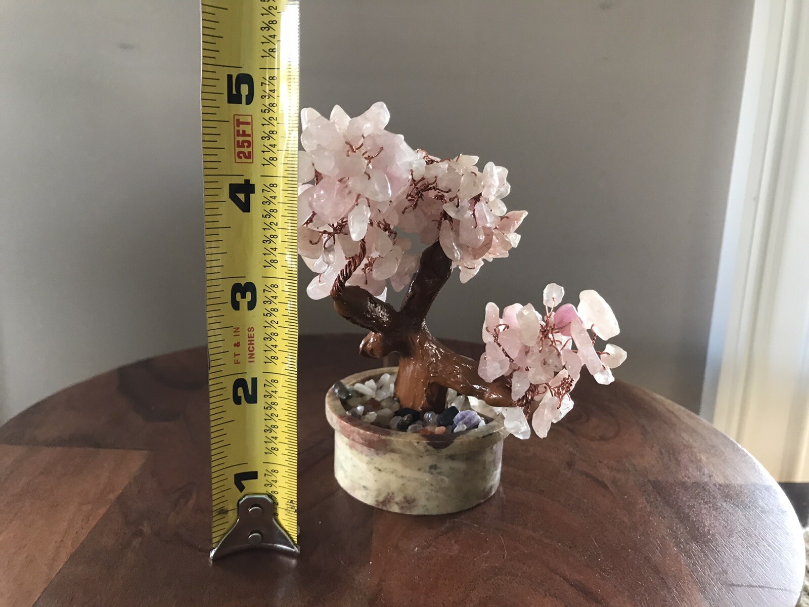 Rose Quartz Wired Bonsai Tree Made in India 4.75″ Asian Inspired Home Decor