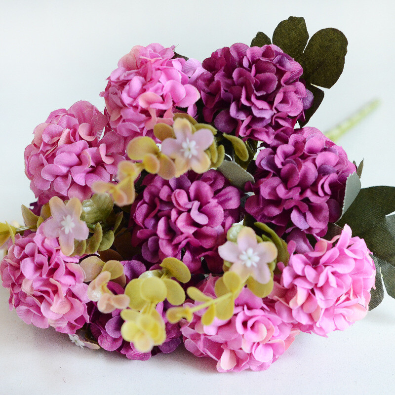 10 Heads Fake Flowers Artificial Silk Hydrangea Wedding Bouquet Party Decor