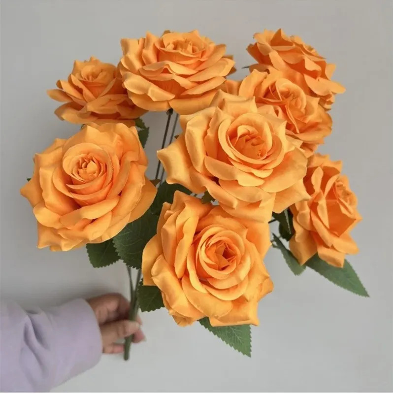 9 Heads Diamond Roses Bouquet Artificial Flower Pink Red Blue White Rose Fake
