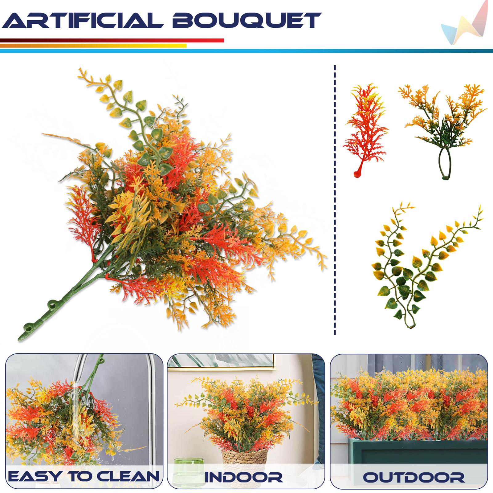 Artificial Flowers Bushes Faux Greenery for Outdoor Wedding Home Party Decor