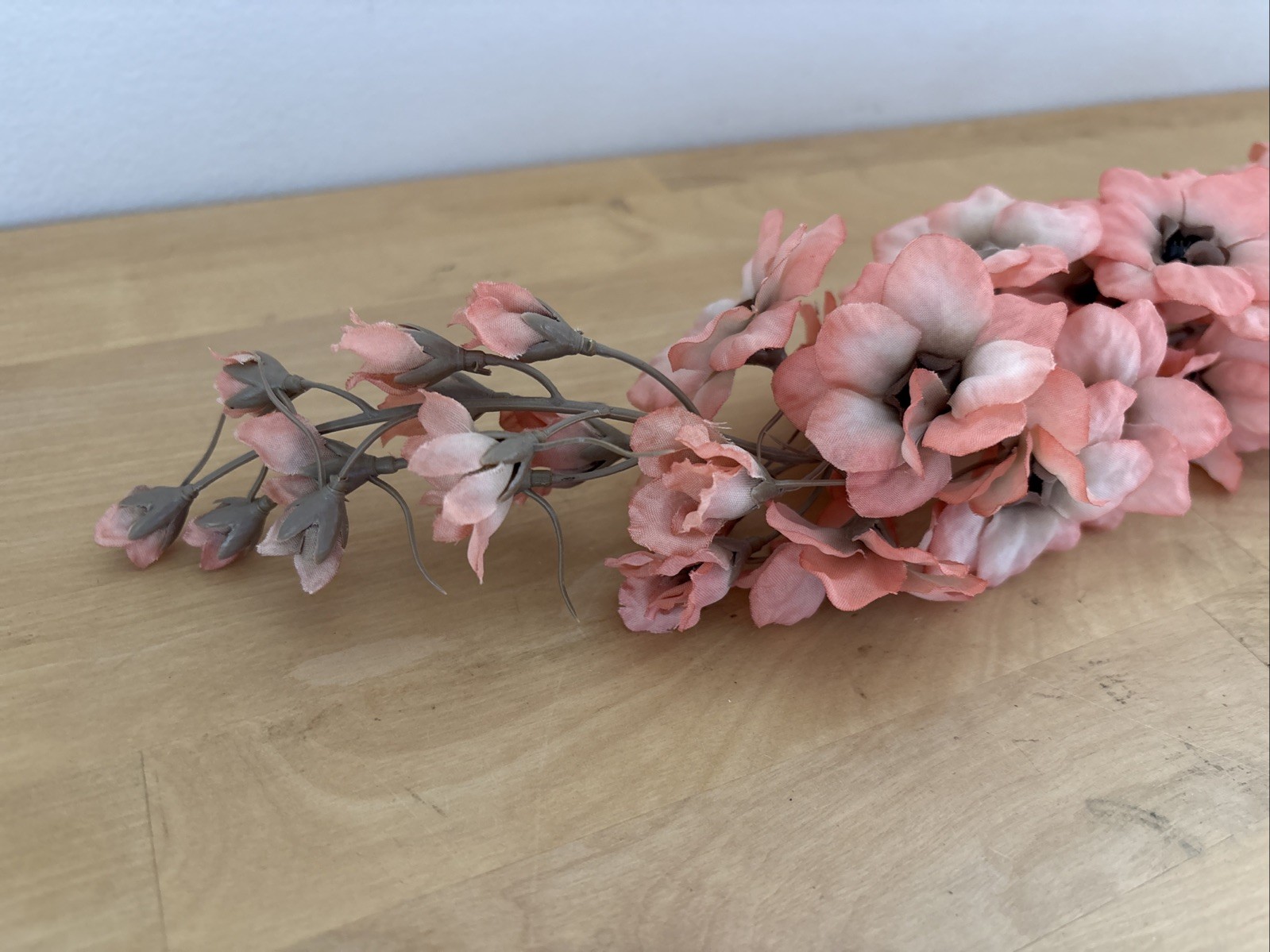 Vintage Plastic 33” Dusty Peach Larkspur Flower Stems Case of 12 New Old Stock