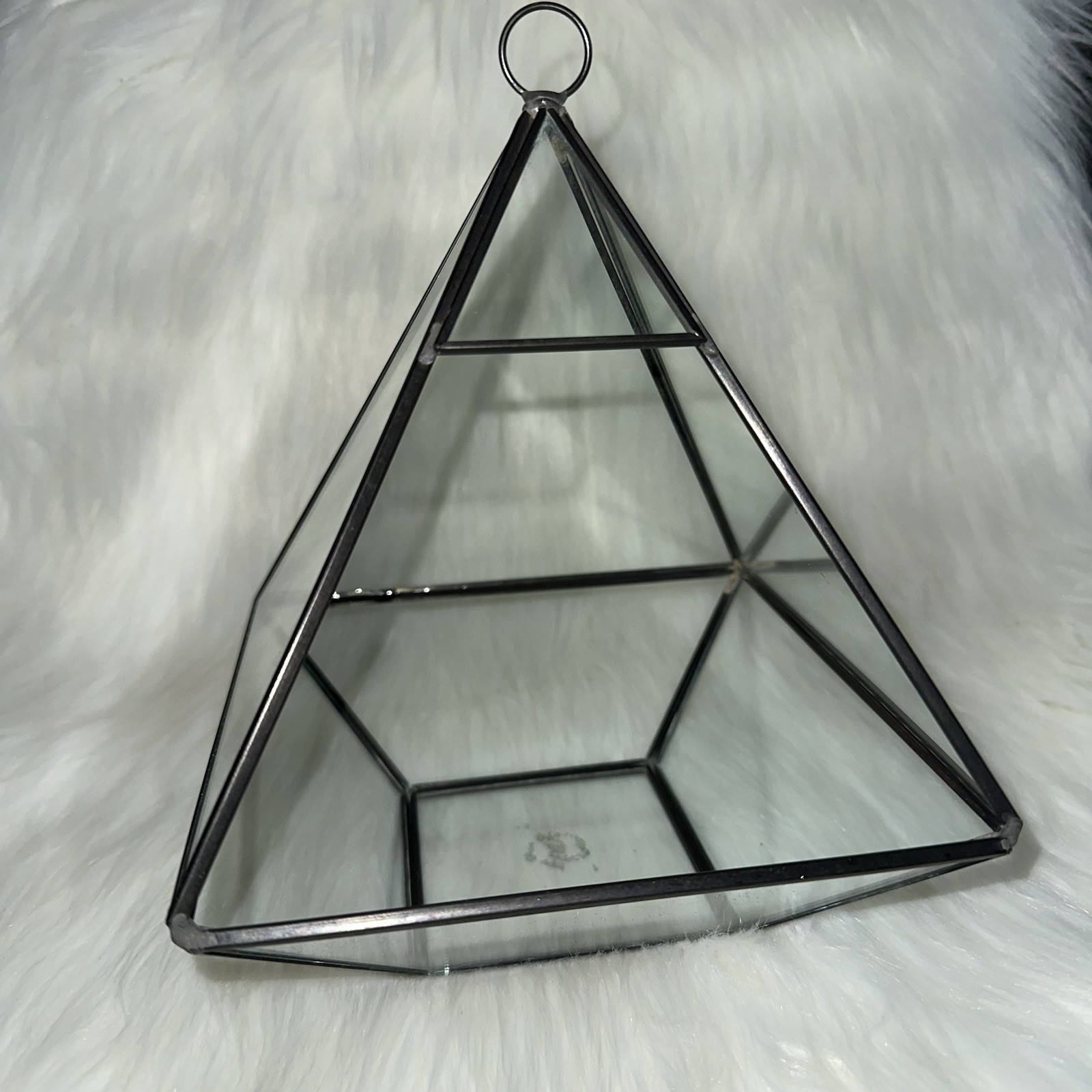 Pyramid Glass Geometric Terrarium Box Hanging/Tabletop Planter Succulents 8in