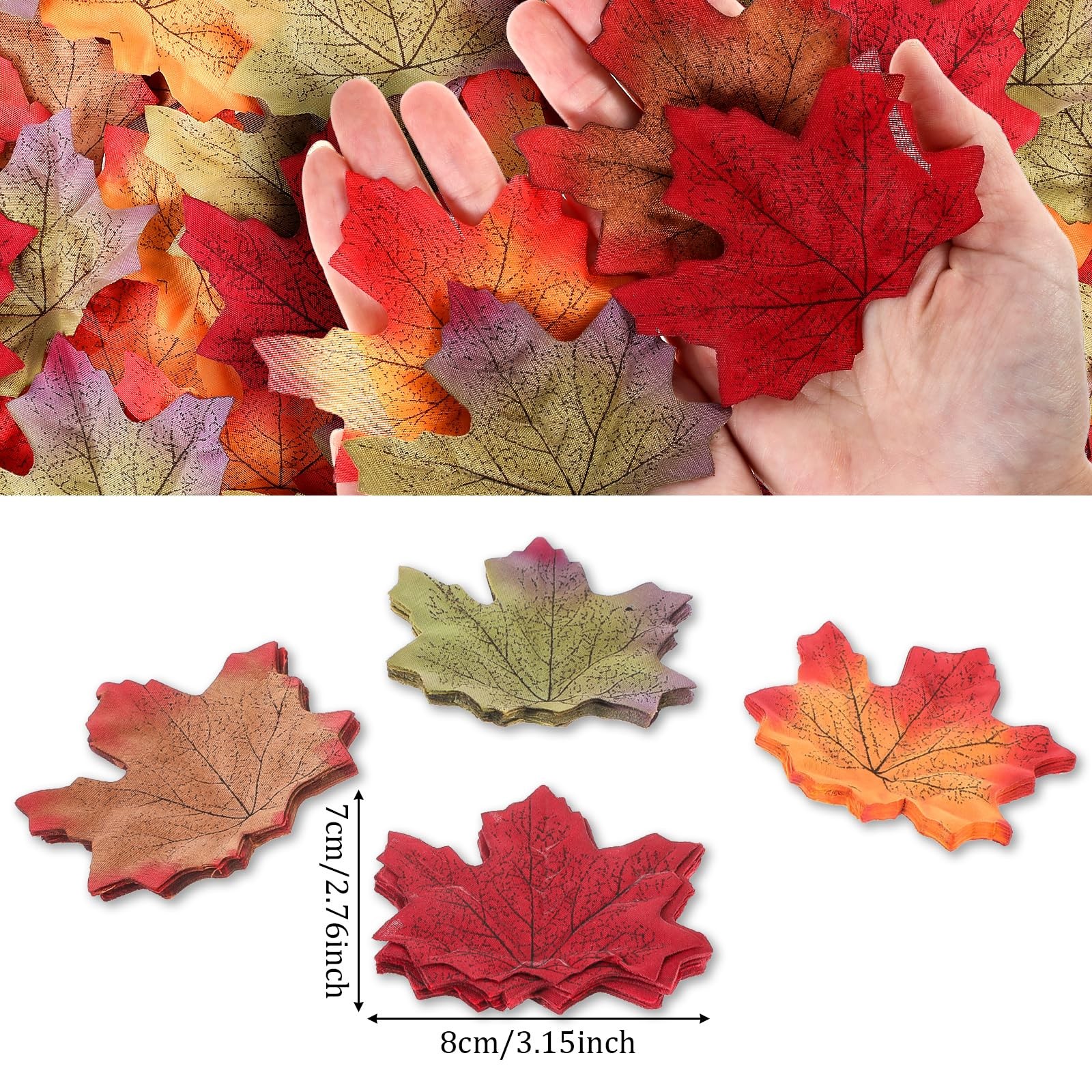Fall Leaves Fake Maple, 200Pcs Artificial Autumn Leafs Decorations for Fall W…