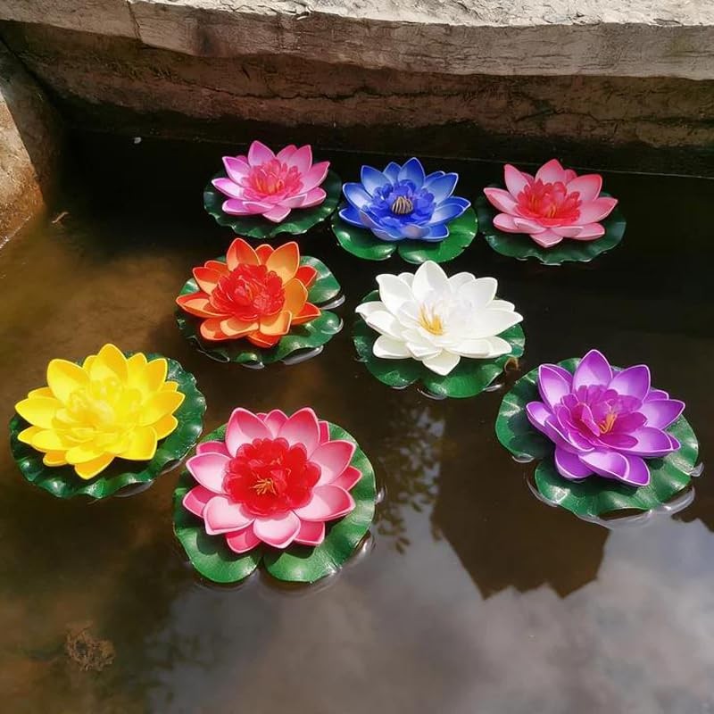 6 Pcs Artificial Water Lily Foam Lotus Flower Pond Decor for Pond Patio Garde…
