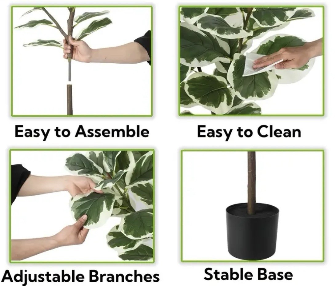 Faux Fiddle Leaf Fig Tree 4.3 Ft. With 46 Fiddle (indoor/outdoor)