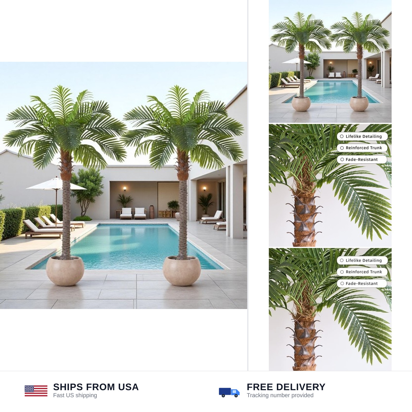 6FT Artificial Coconut Palm Tree Set of 2, UV Resistant Faux Sago Palm Plants…