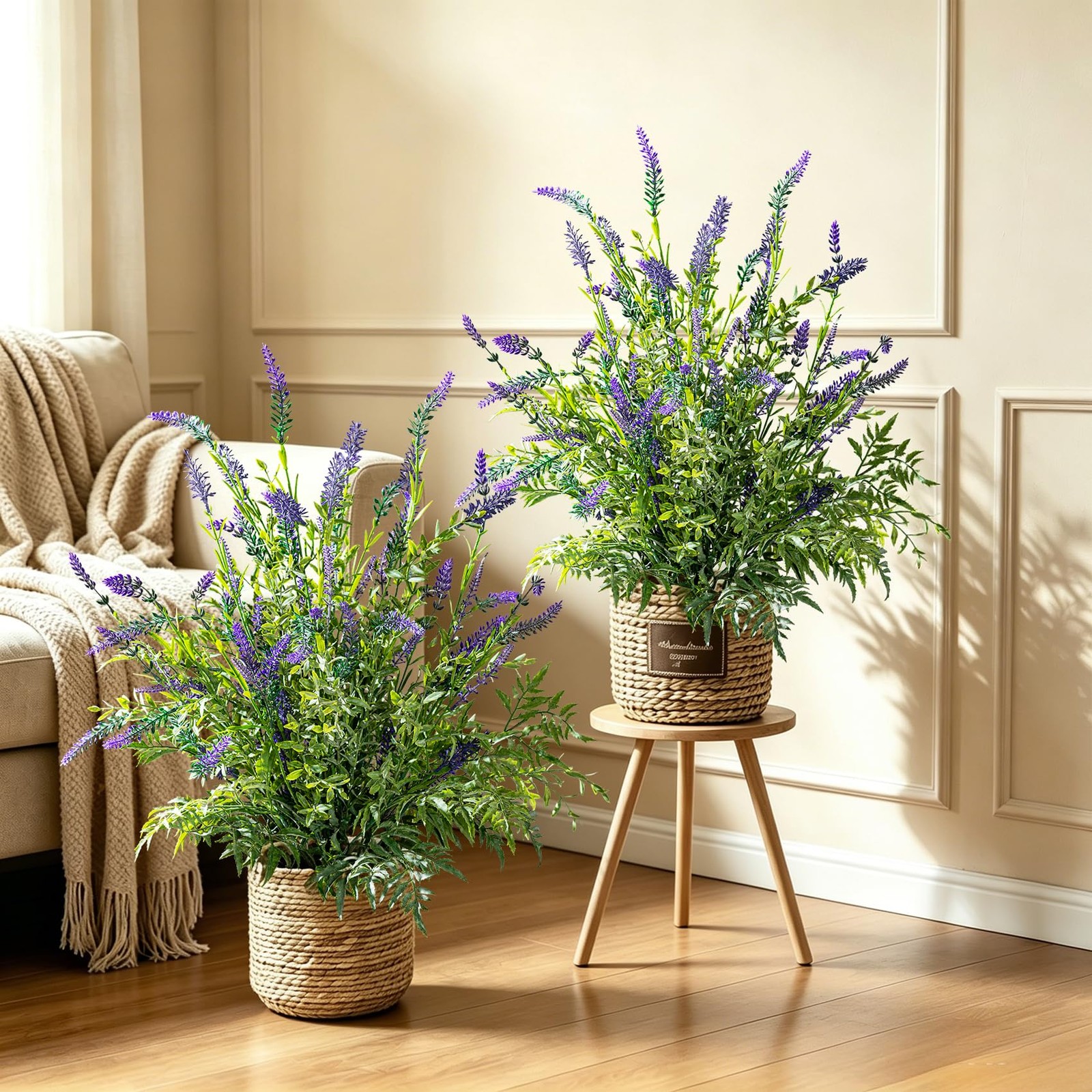 2 Pack Artificial Lavender Plants in Pots Artificial Potted Plants Fake Flowe…