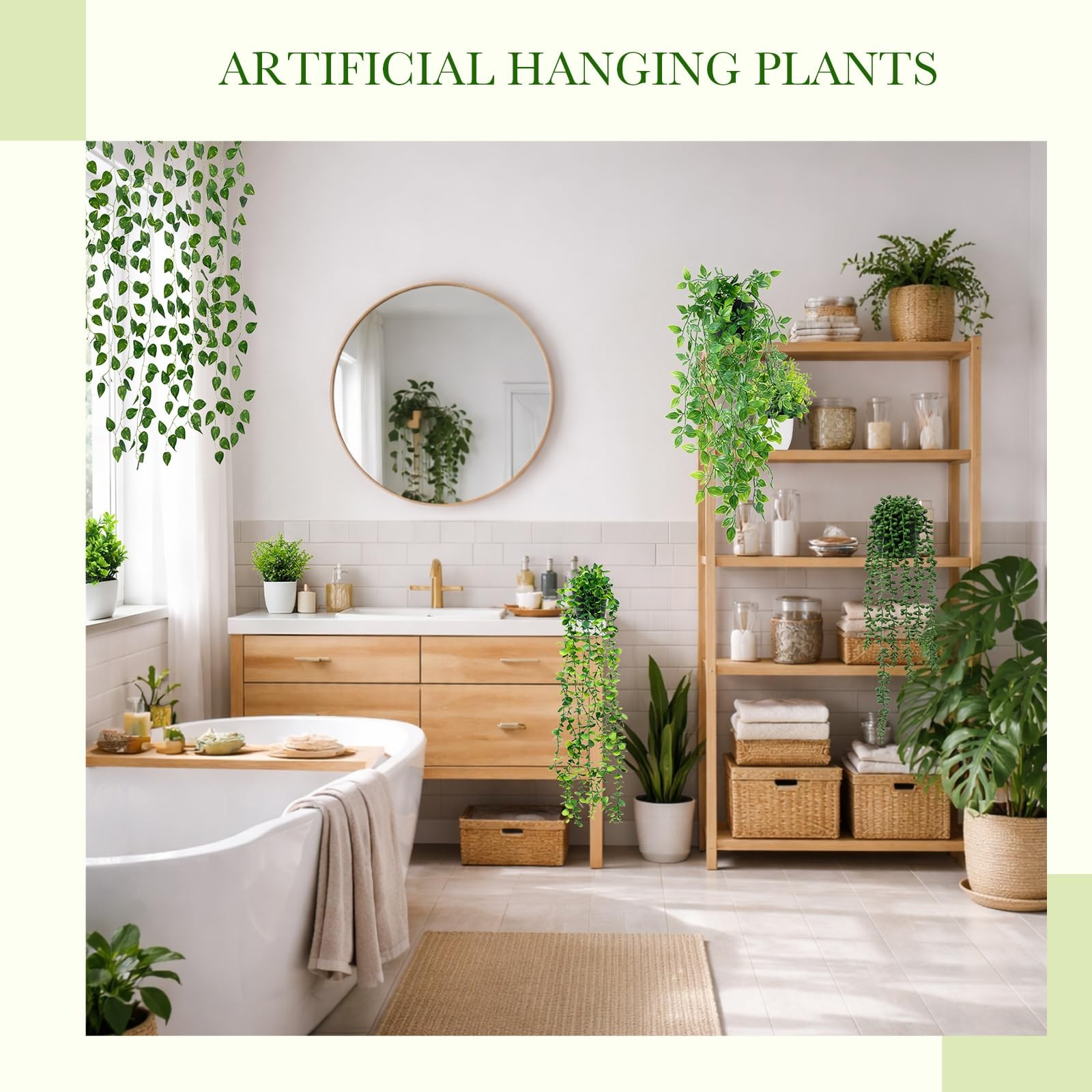 XunYee 12 Pack Fake Plants Set 4 Artificial Hanging Plants 4 Artificial Green…