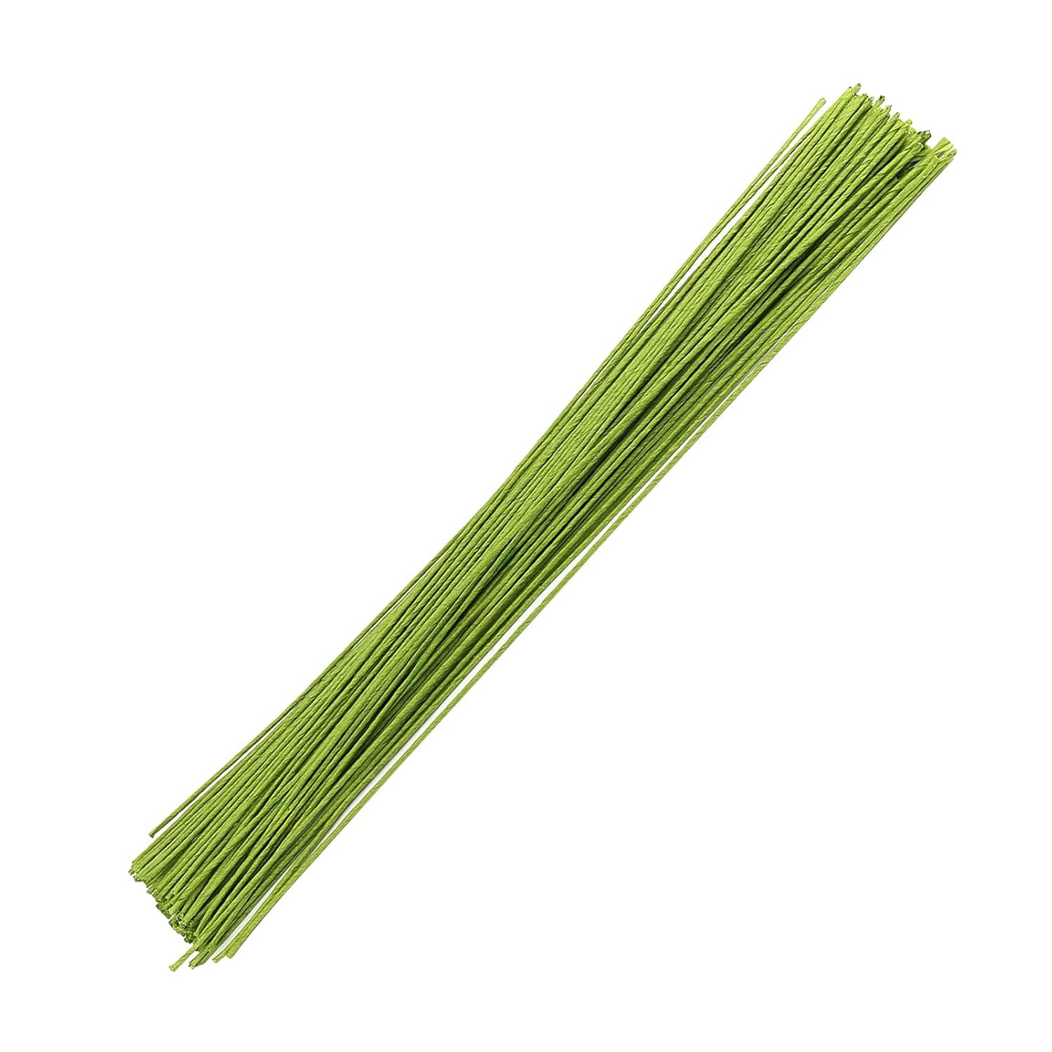 JOIKIT 500 Counts 16 Inch Green Floral Stem Wire, 14 Gauge 2MM Paper Wrapped Cov