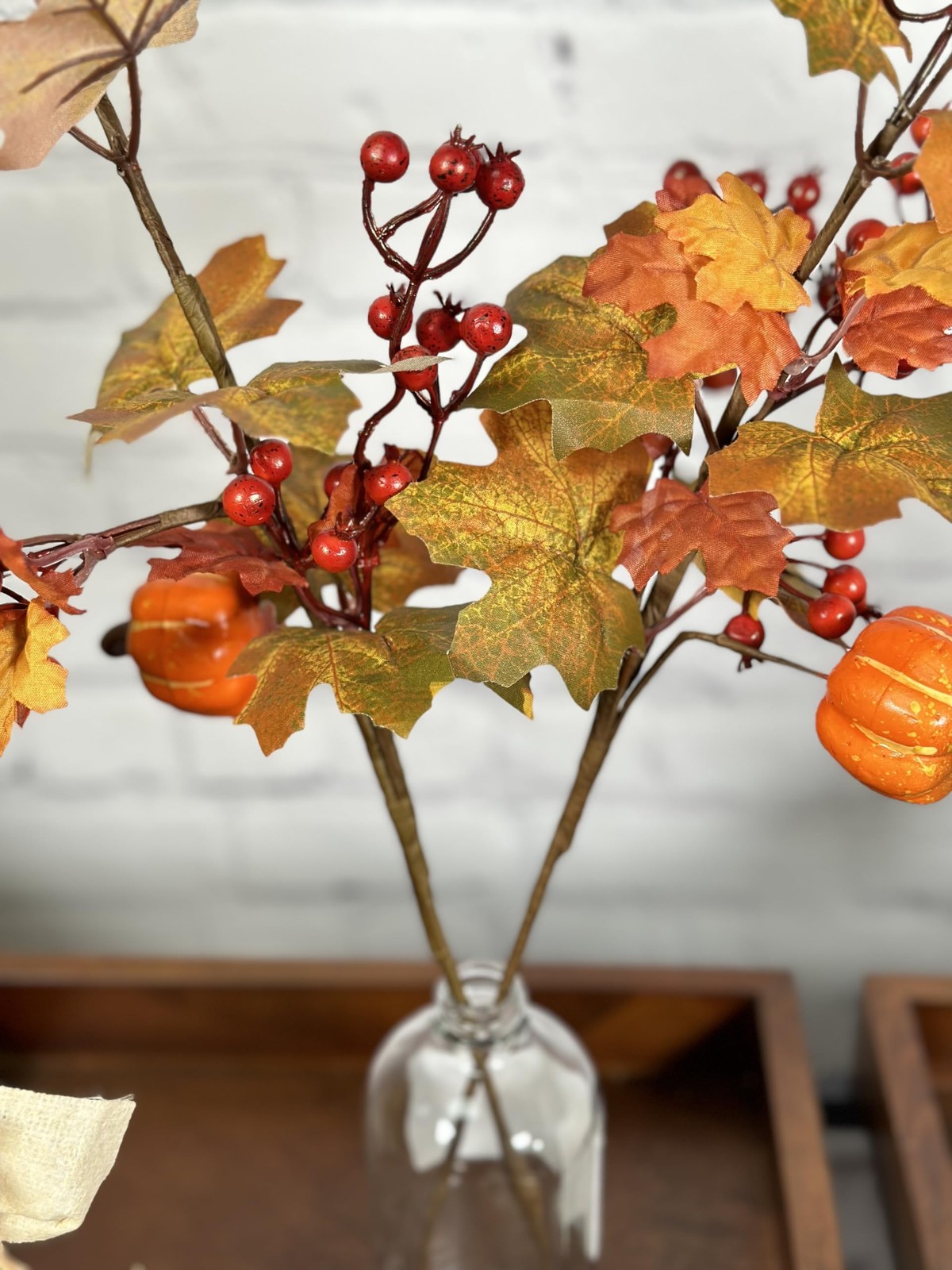 Artificial Autumn Flowers 20 Inch Faux Spray Pumpkin Fake Fruit Fall décor fo…