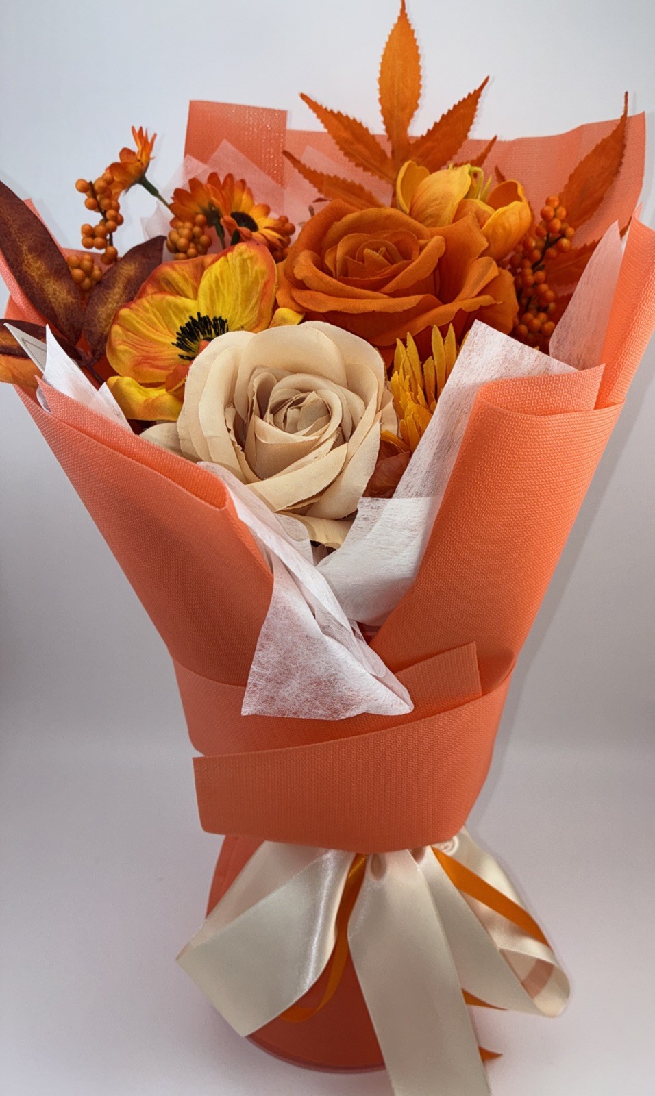Vrioca Preserve Orange Rose Bouquet Forever Flower Inspiration Card 15.4×9.9×5.7