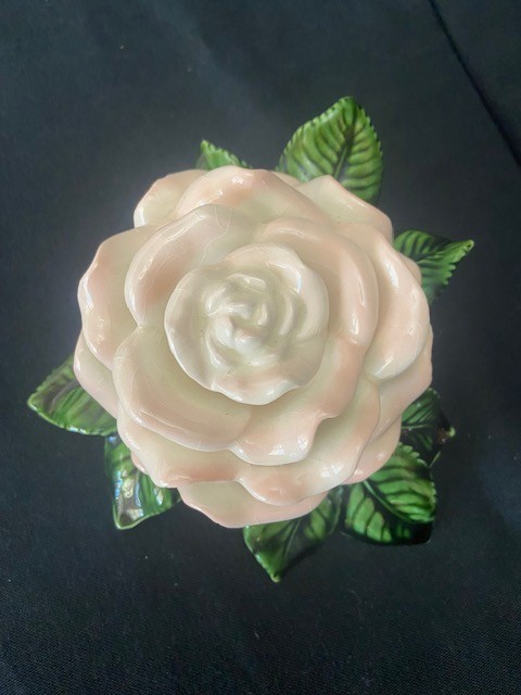 Ceramic Roses-Airbrushed Glazed Pink Roses-Decorative Accents for Table or Shelf
