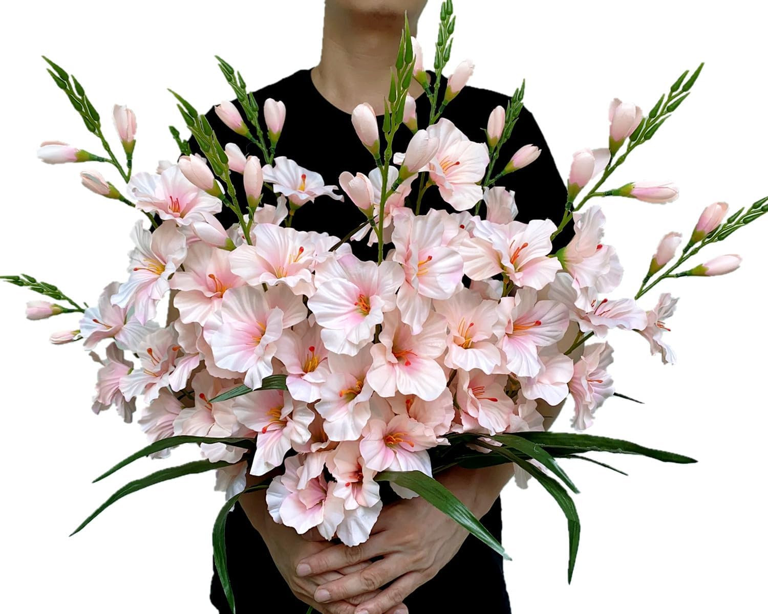 Pack of 10 Pink Artificial Gladiolus & Dendrobium Flowers for Decor