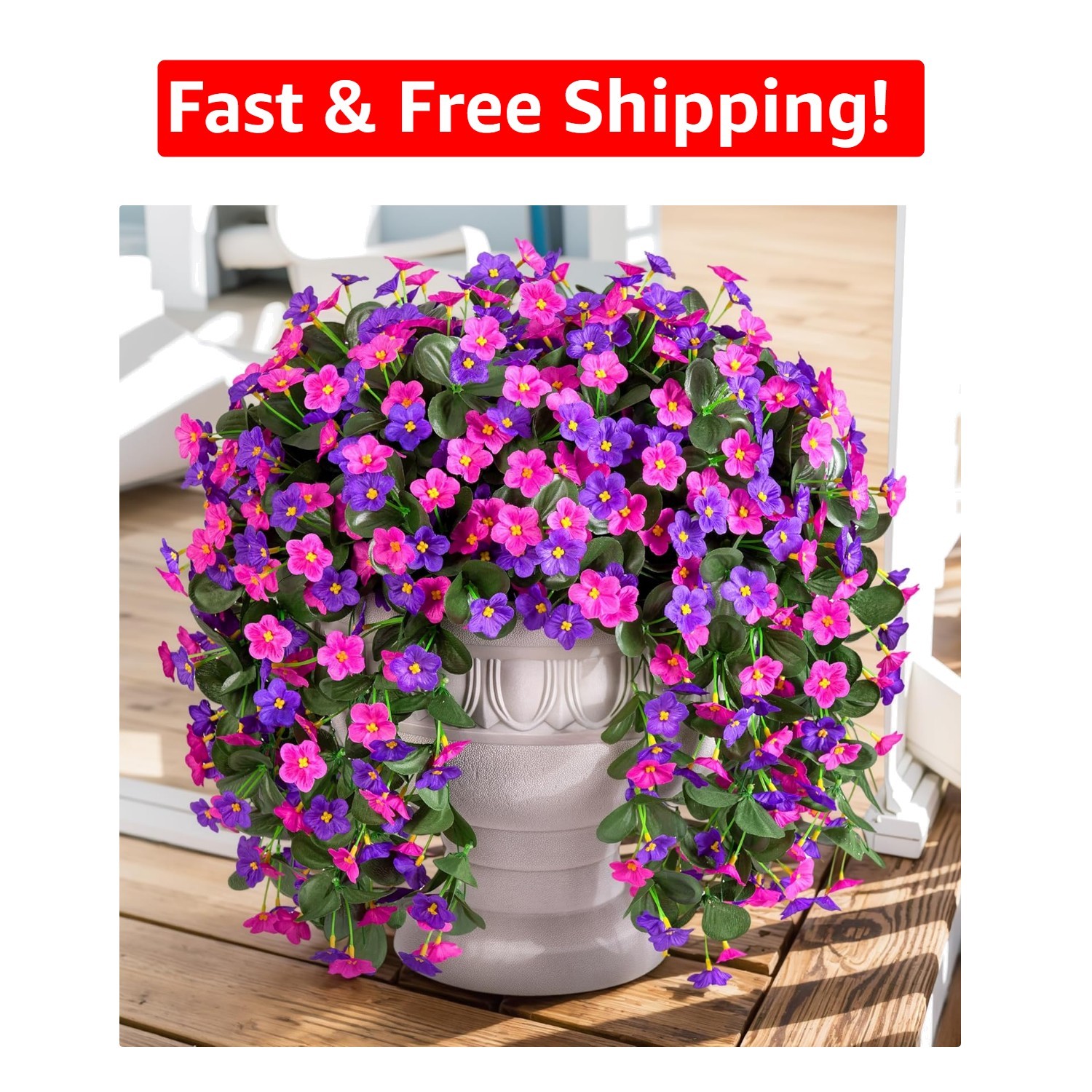 Vibrant Silk Orchid Hanging Flowers – 2 PCS UV Resistant for All Seasons Decor